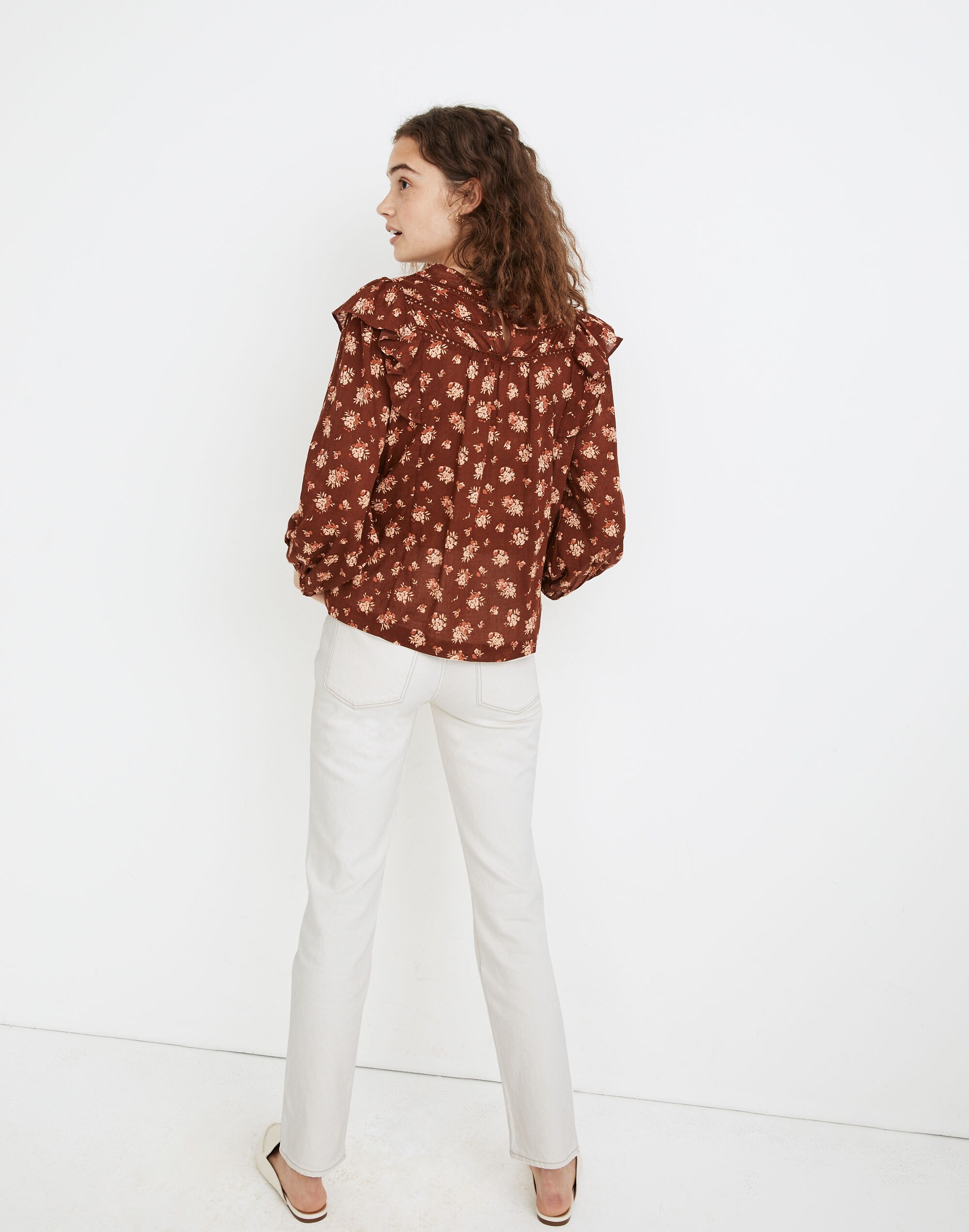 Ladder-Trim Ruffle Top in Homestead Bouquet