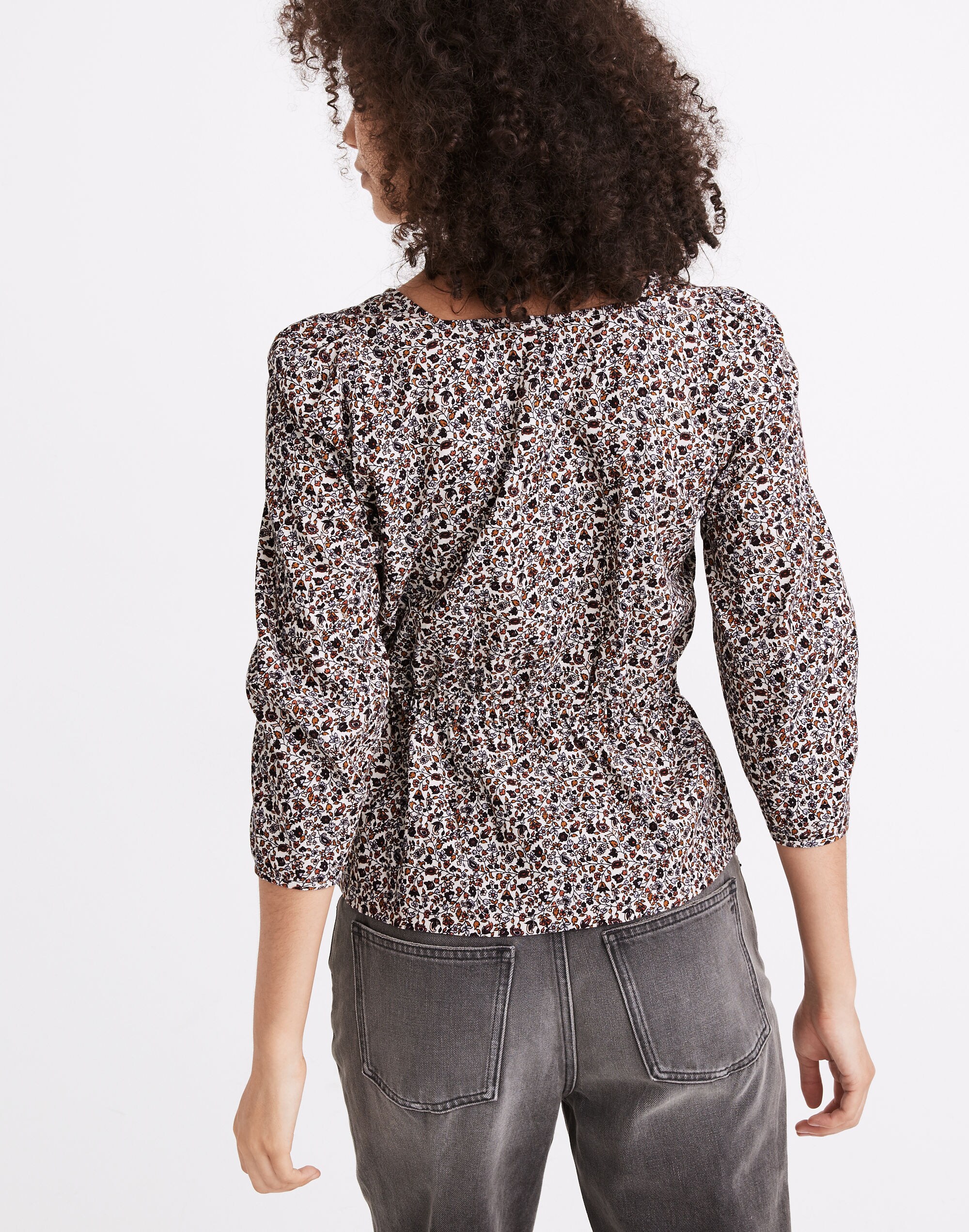 Corduroy Button-Front Peplum Top in Harvest Vine