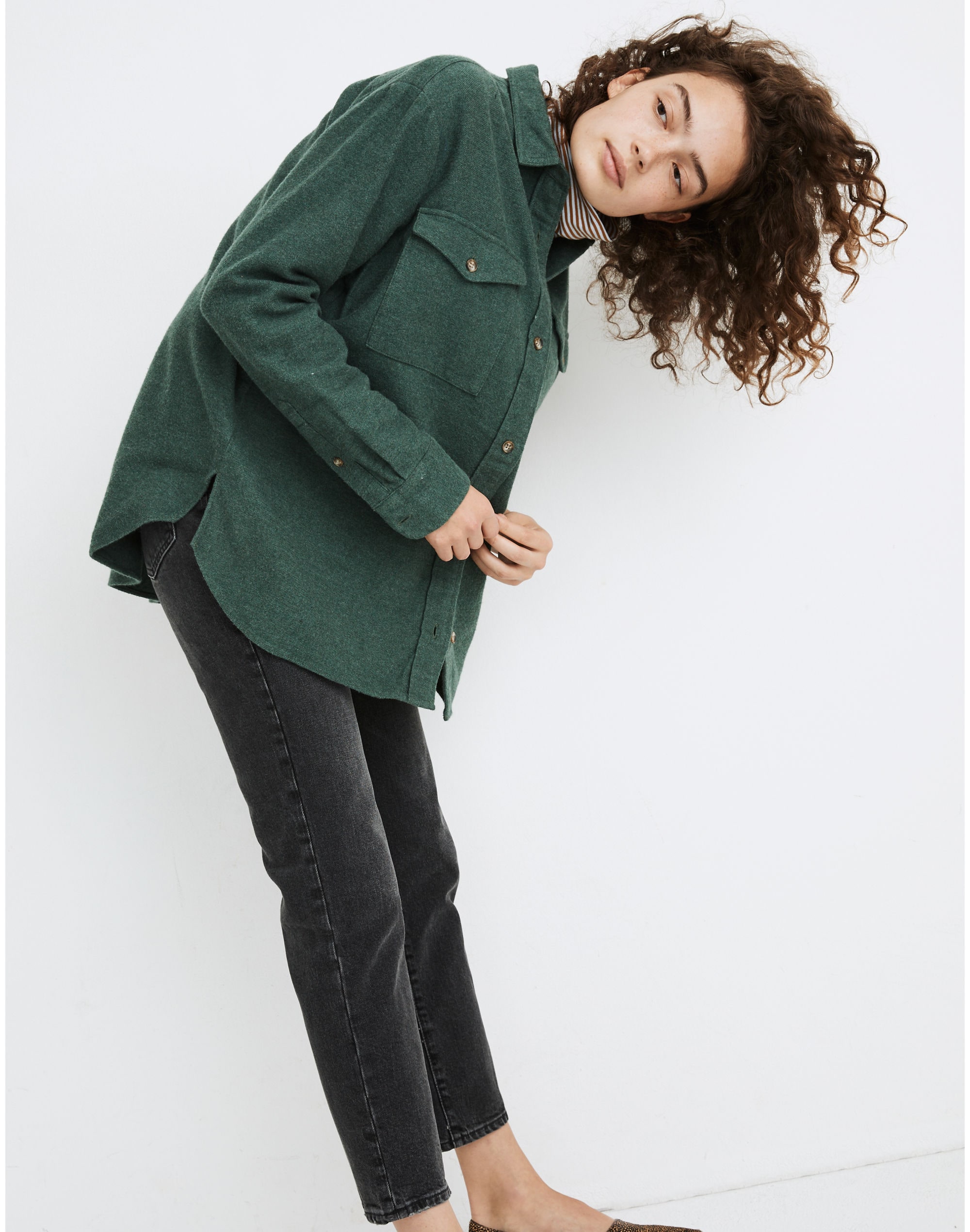 Flannel Flap-Pocket Oversized Ex-Boyfriend Shirt