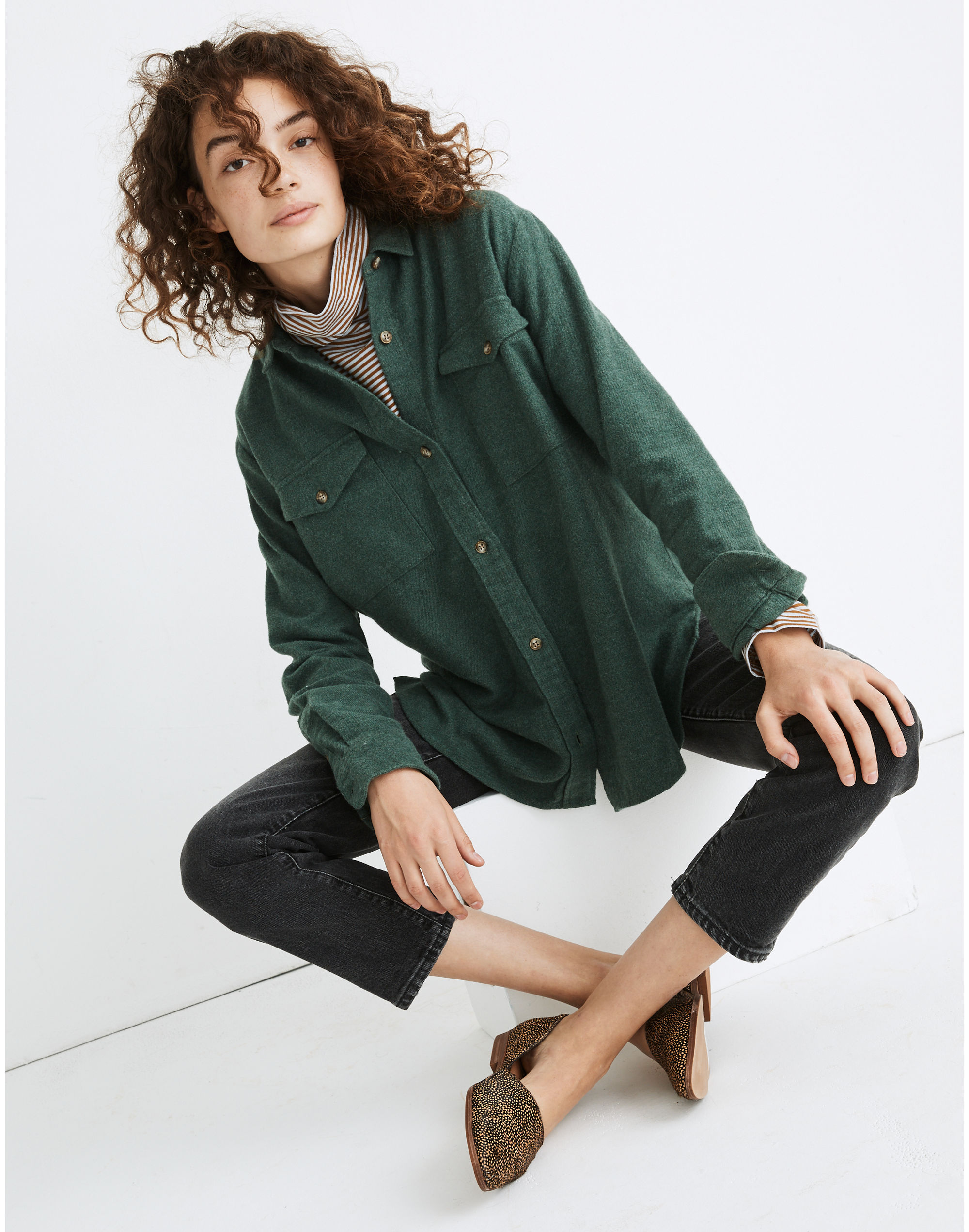 Flannel Flap-Pocket Oversized Ex-Boyfriend Shirt