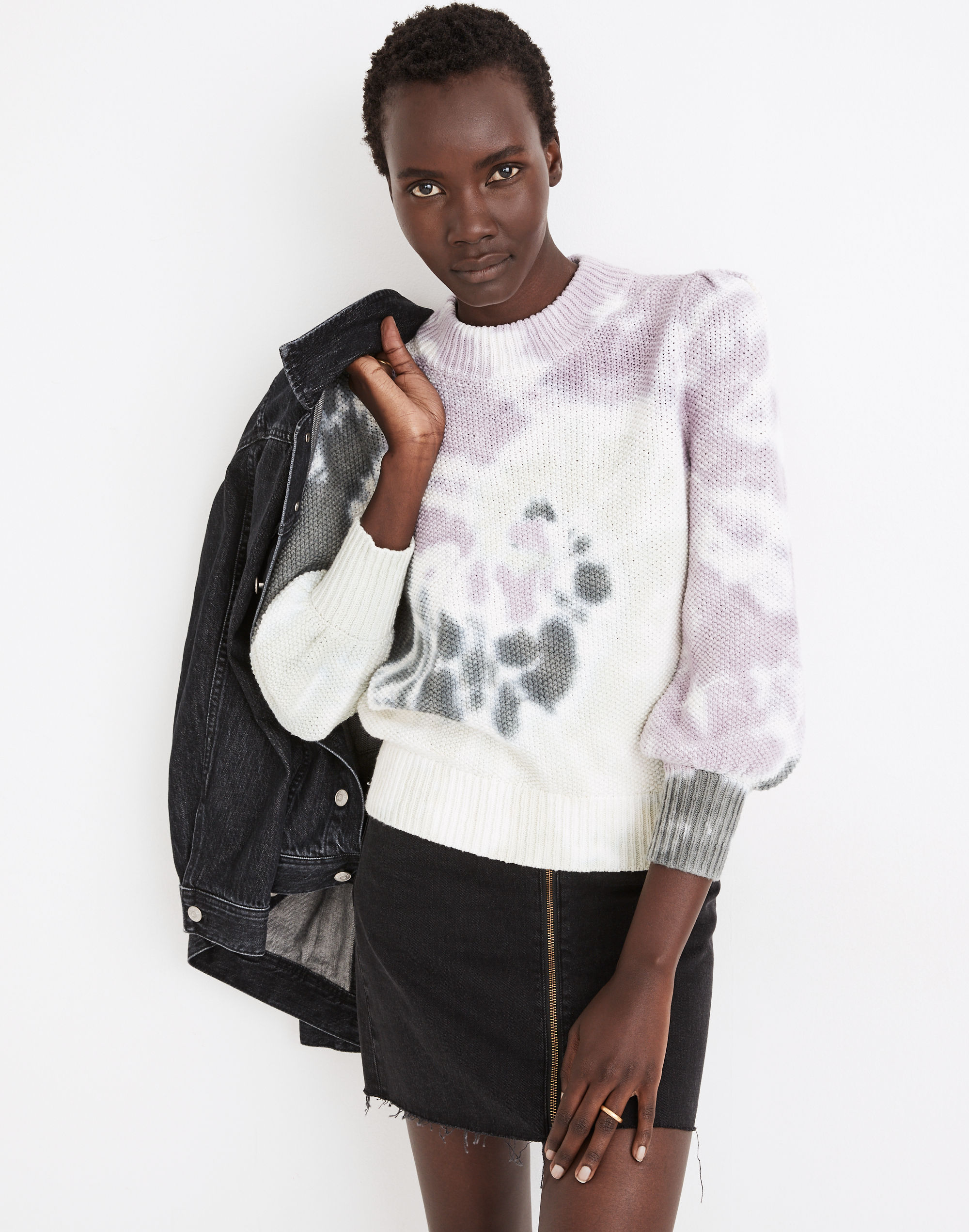 tie-dye puff-sleeve sweater