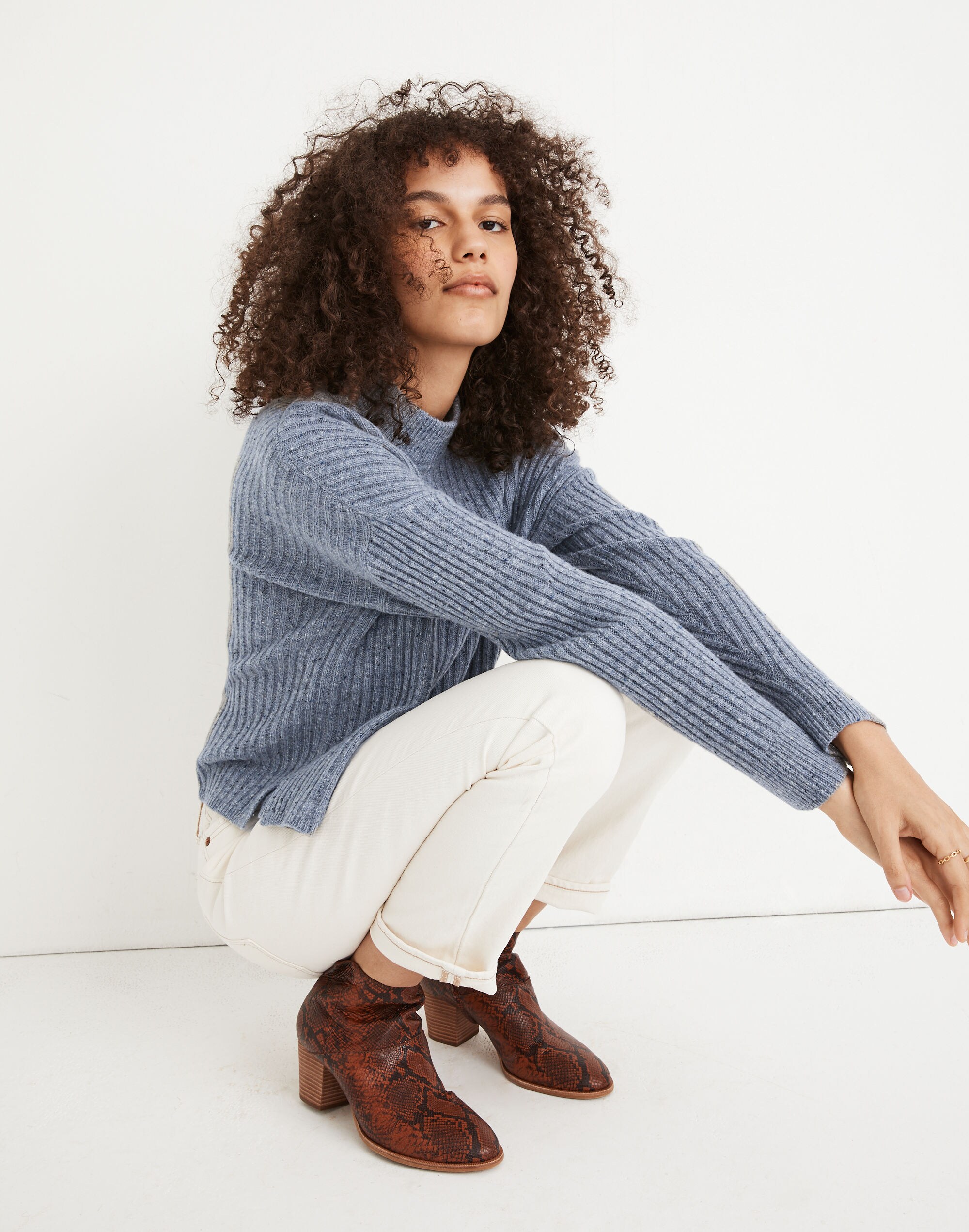 Donegal (Re)sourced Cashmere Ribbed Mockneck Pullover Sweater