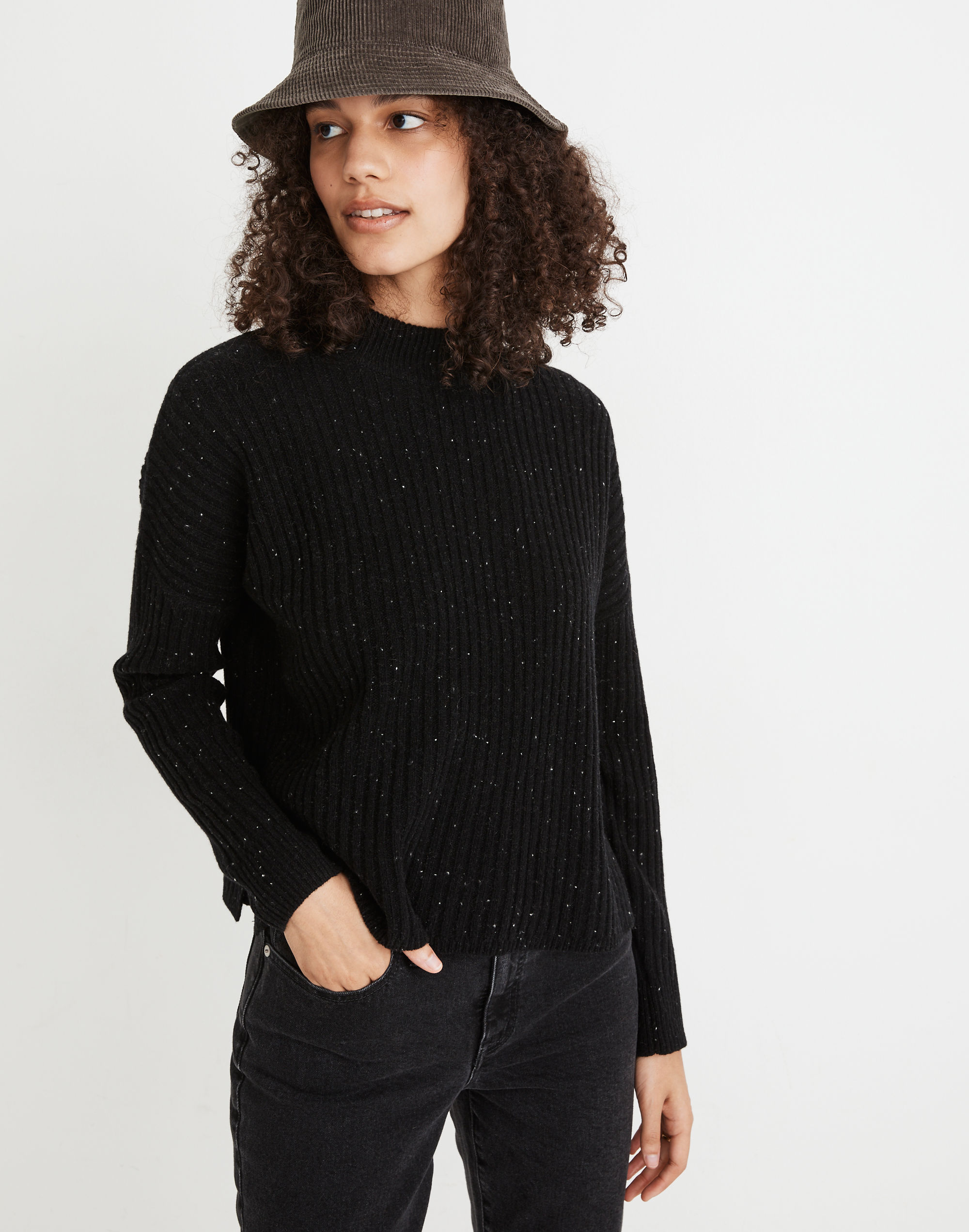 Donegal (Re)sourced Cashmere Ribbed Mockneck Pullover Sweater