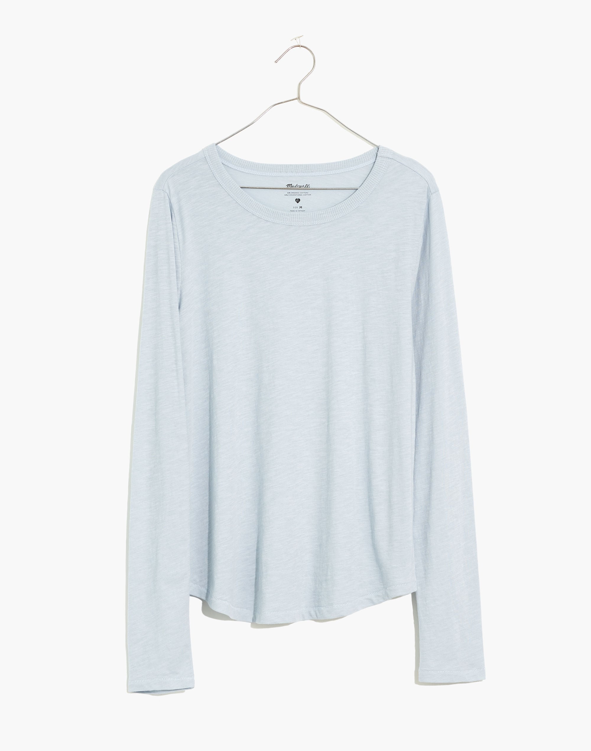 Whisper Cotton Rib-Crewneck Long-Sleeve Tee