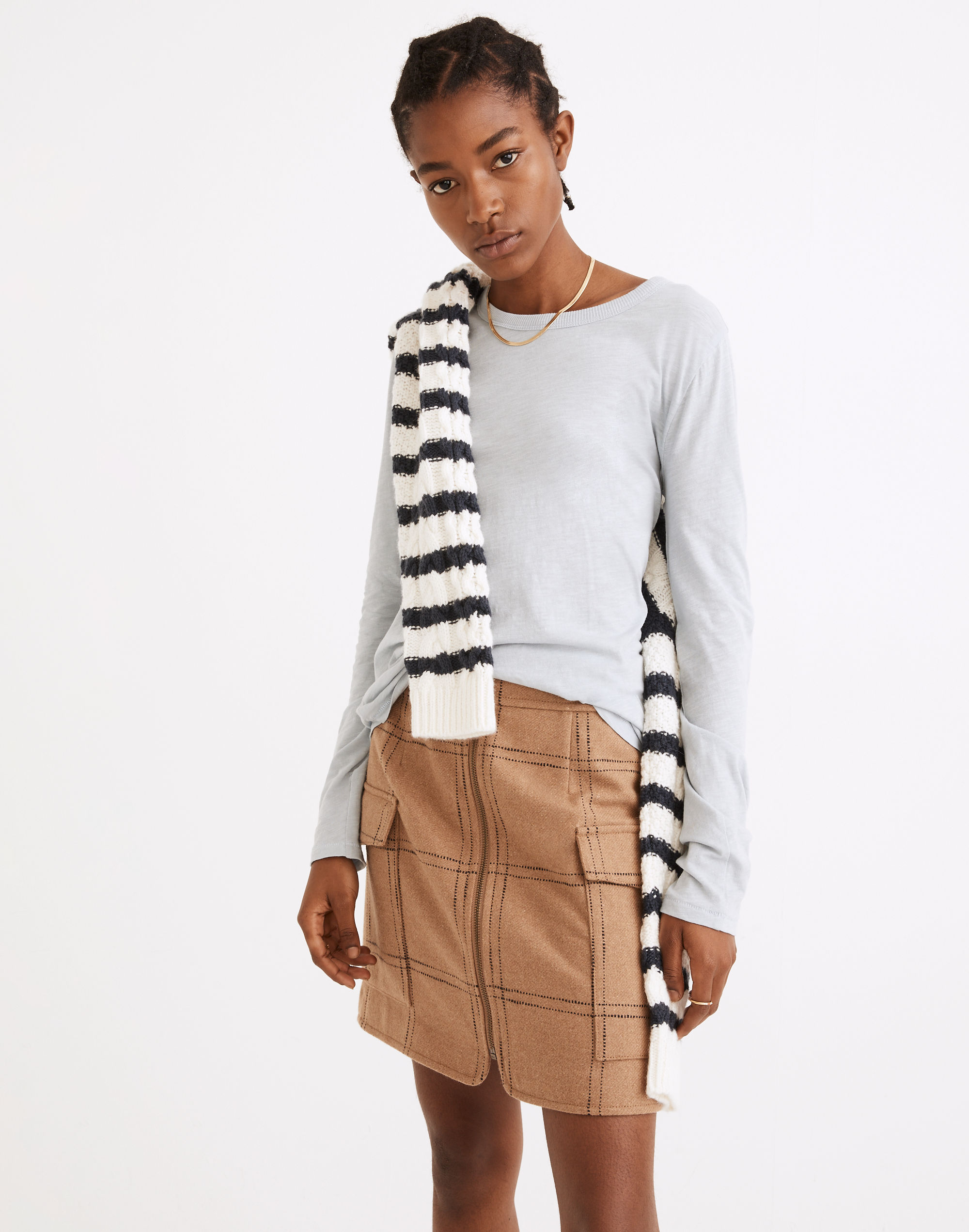 Whisper Cotton Rib-Crewneck Long-Sleeve Tee