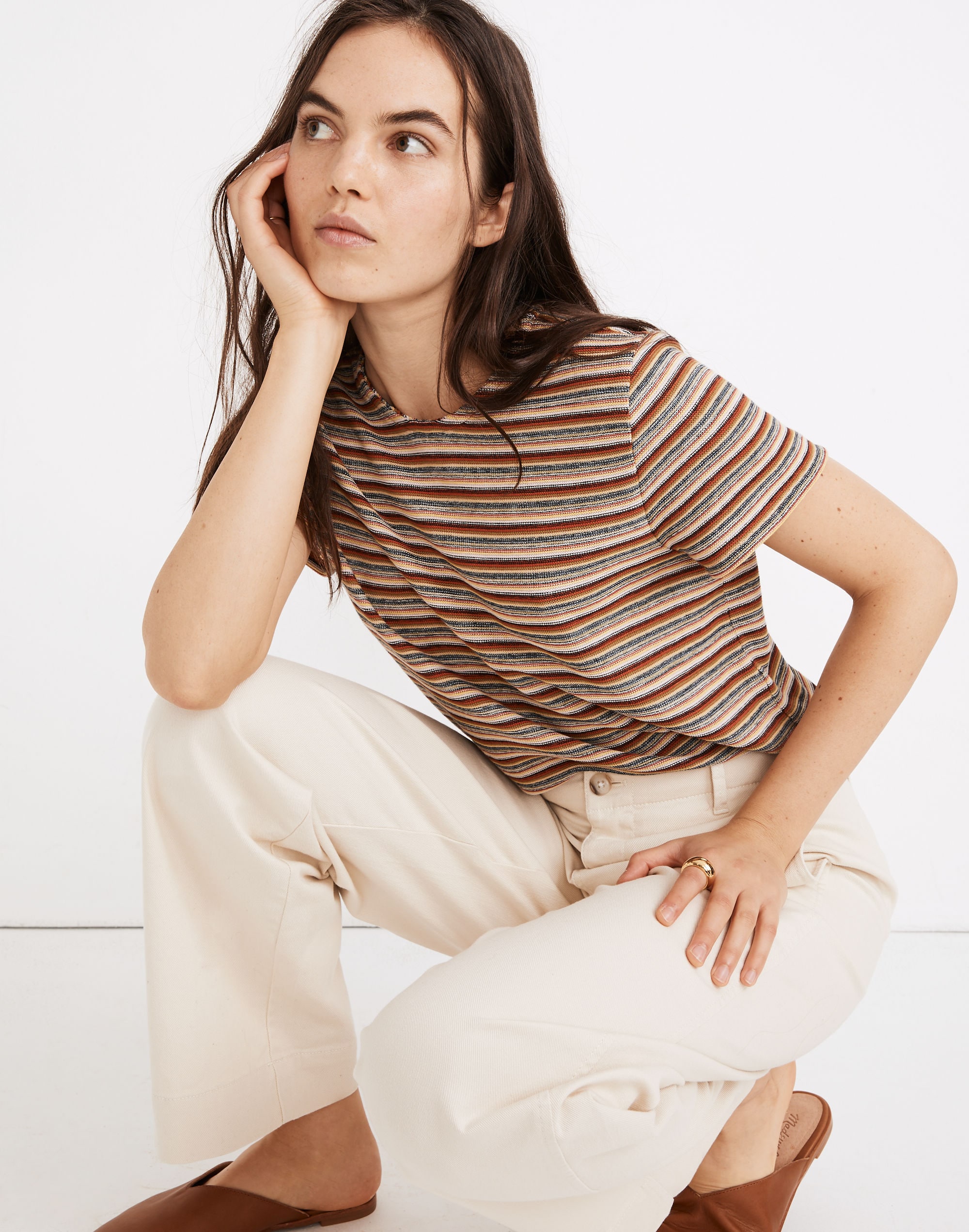 Rainbow Striped Jacquard Shrunken Tee