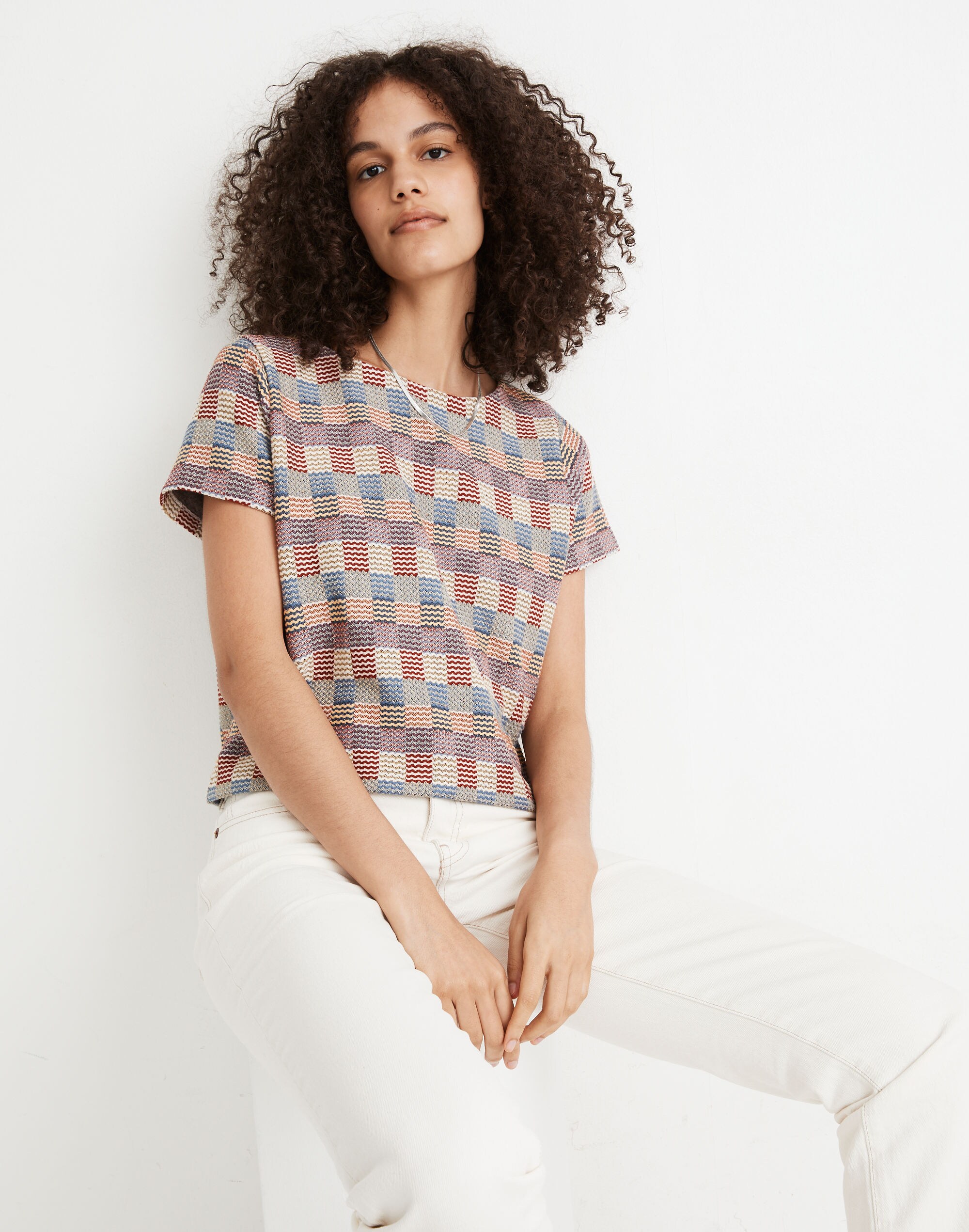 Checked Jacquard Setlist Boxy Tee