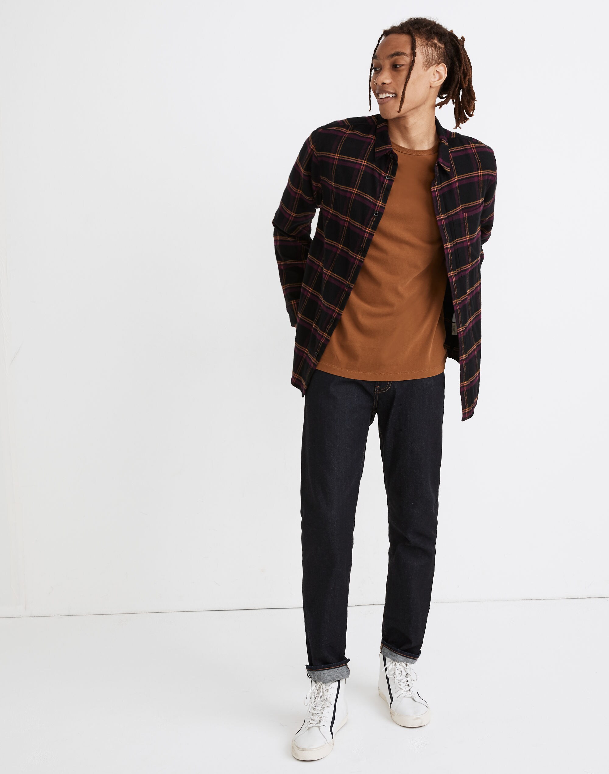 Double-Brushed Flannel Perfect Shirt in Peretz Plaid
