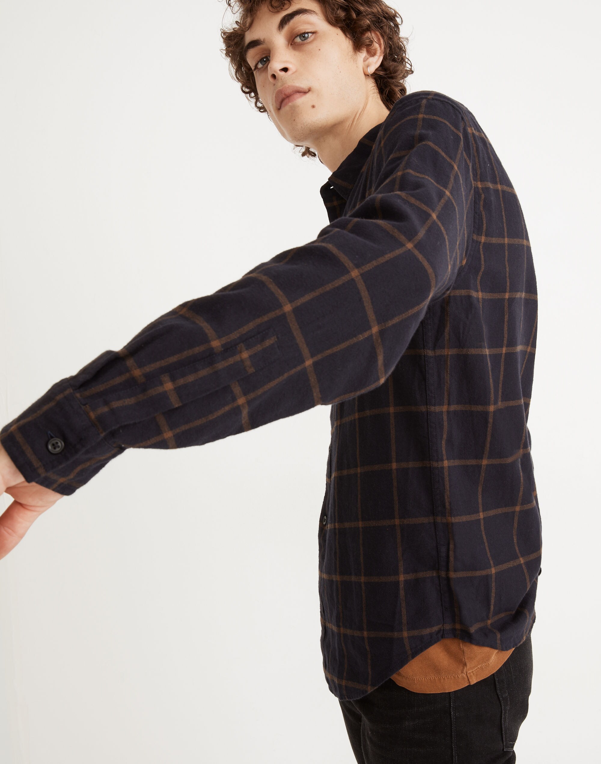 Brushed Twill Perfect Shirt in Windowpane