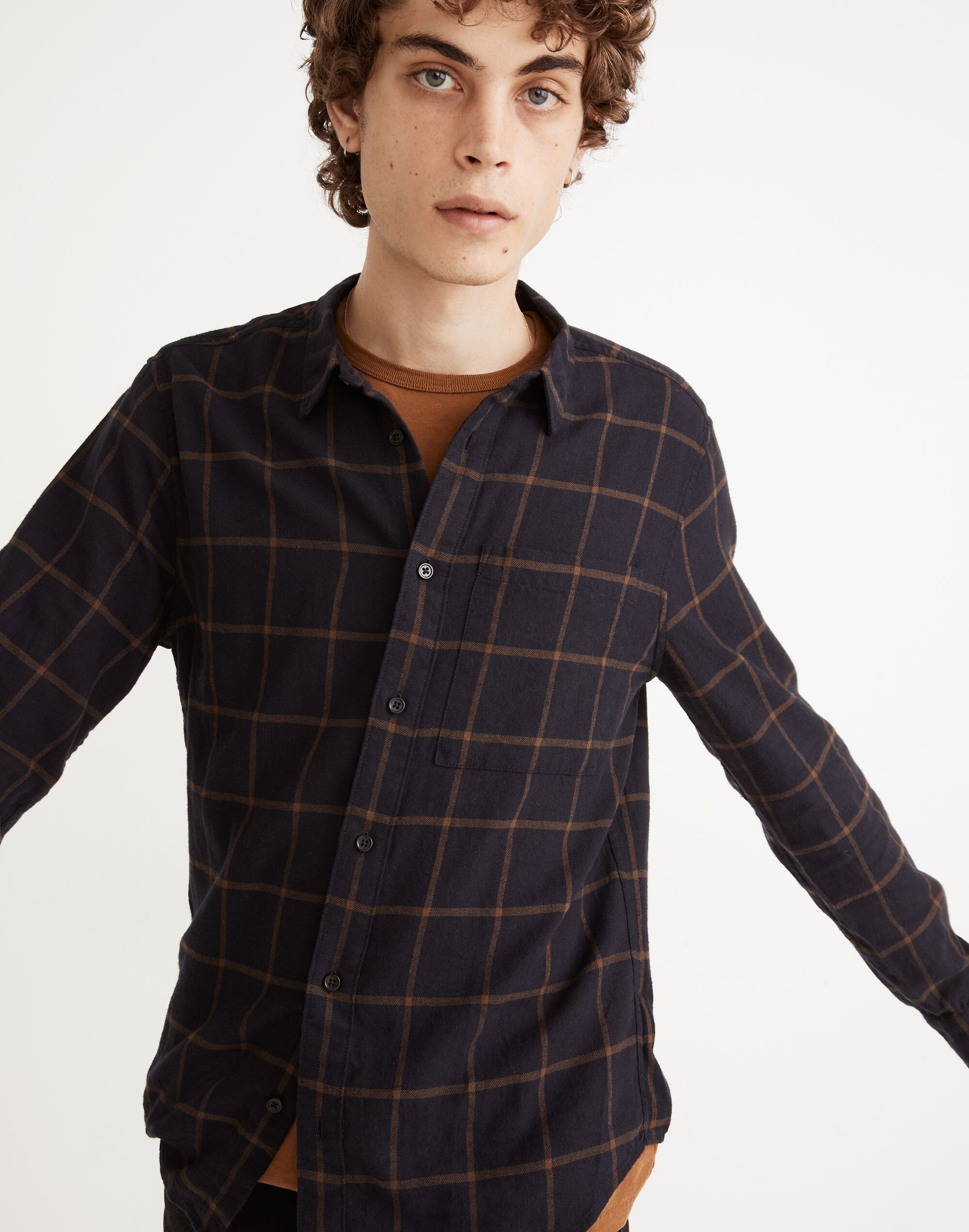 Brushed Twill Perfect Shirt in Windowpane
