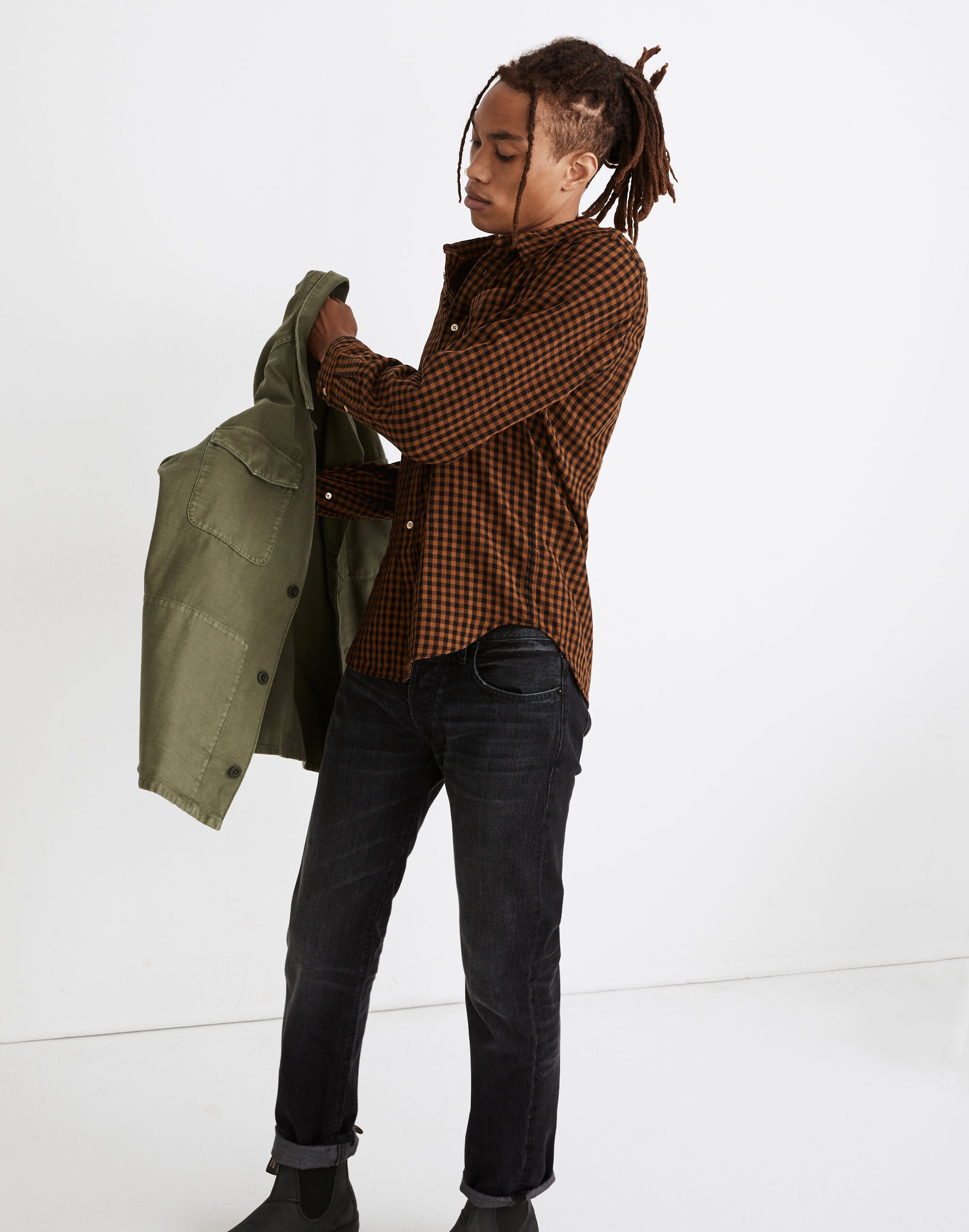 Double-Weave Perfect Shirt in Gingham Check