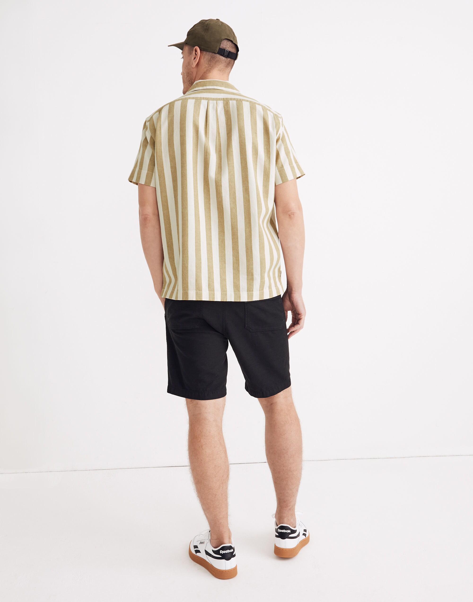 Linen-Cotton Easy Short-Sleeve Camp Shirt in Gladstone Stripe
