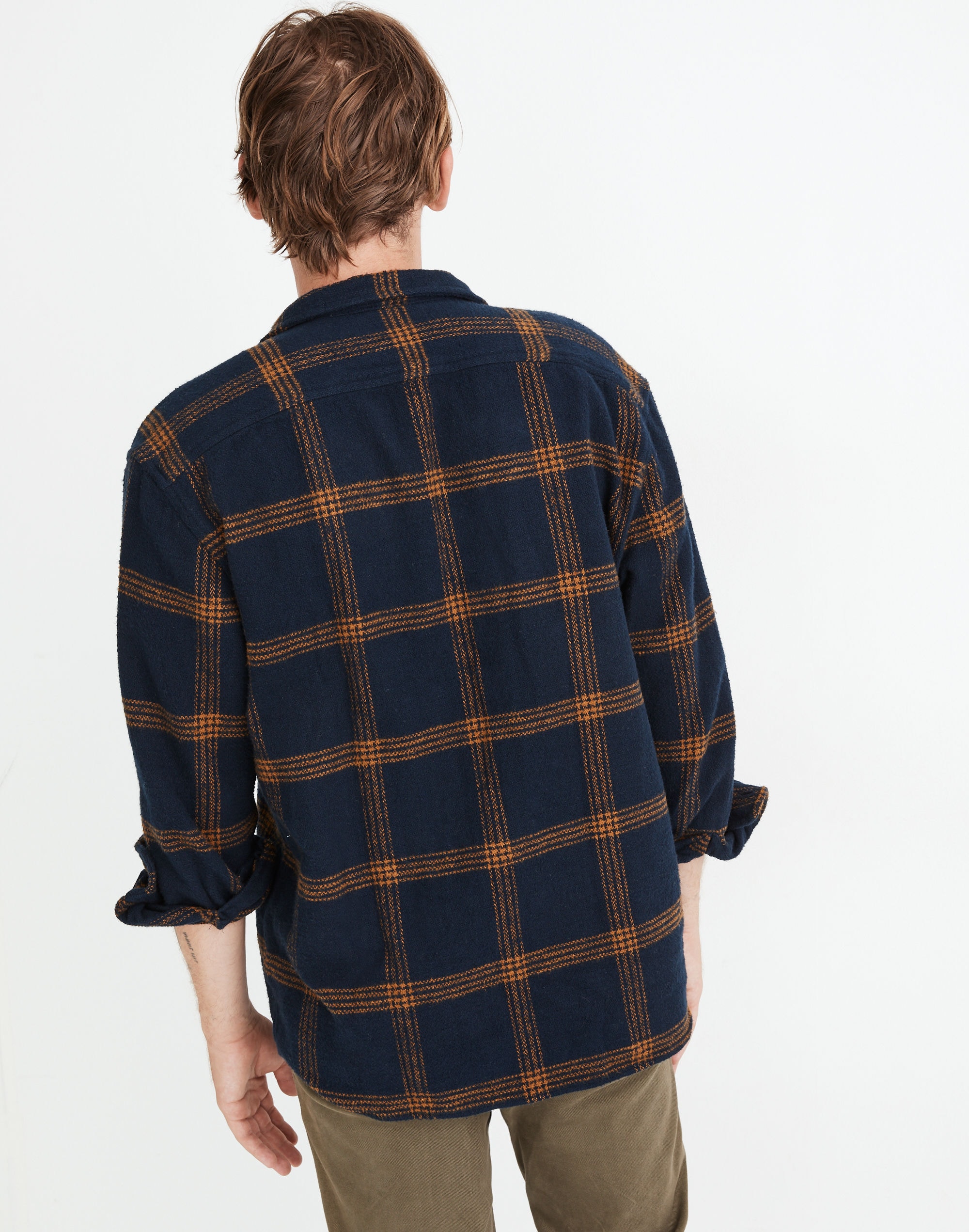 Flannel Easy Long-Sleeve Camp Shirt in Windowpane
