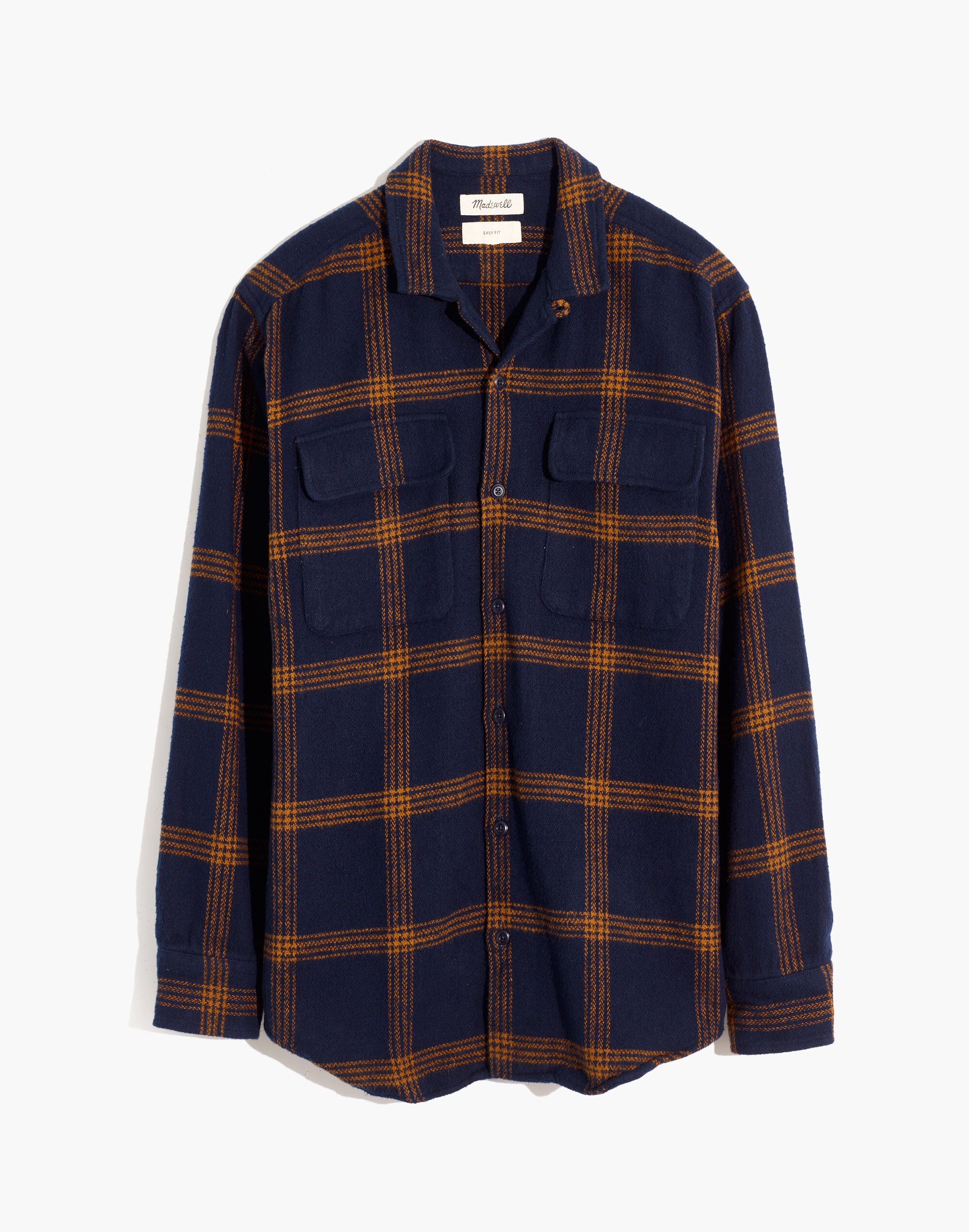 Flannel Easy Long-Sleeve Camp Shirt in Windowpane