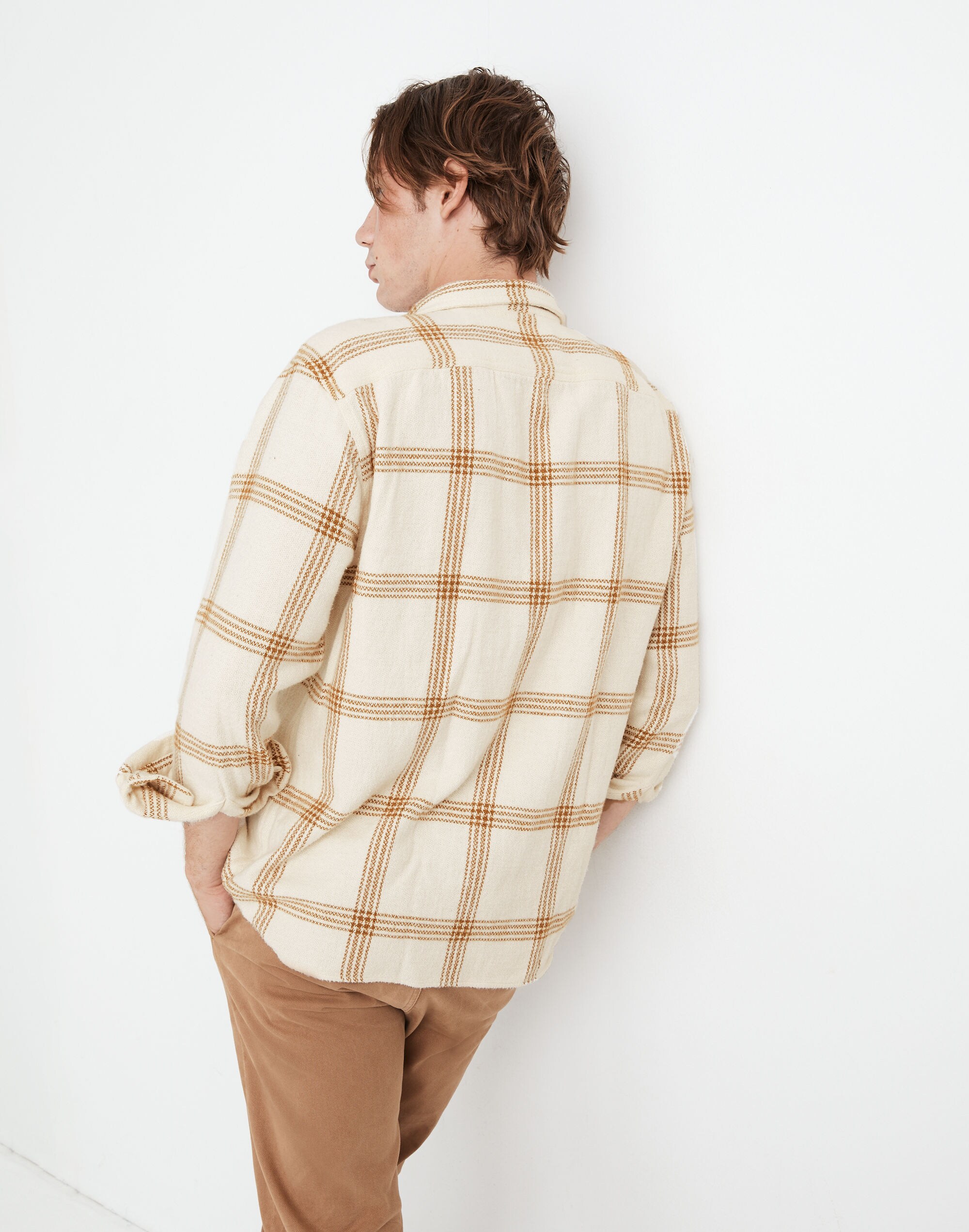 Flannel Easy Long-Sleeve Camp Shirt in Windowpane