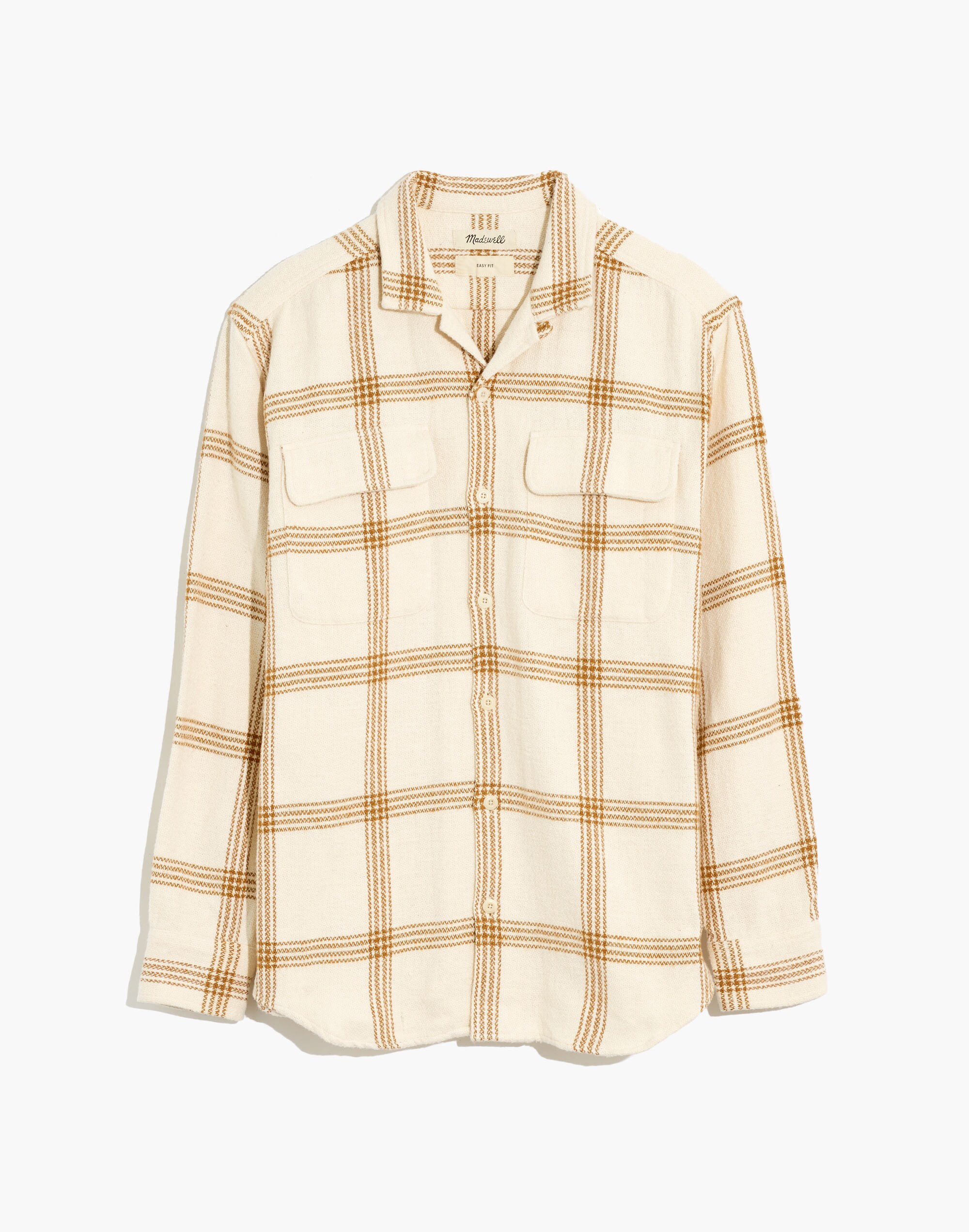 Flannel Easy Long-Sleeve Camp Shirt in Windowpane