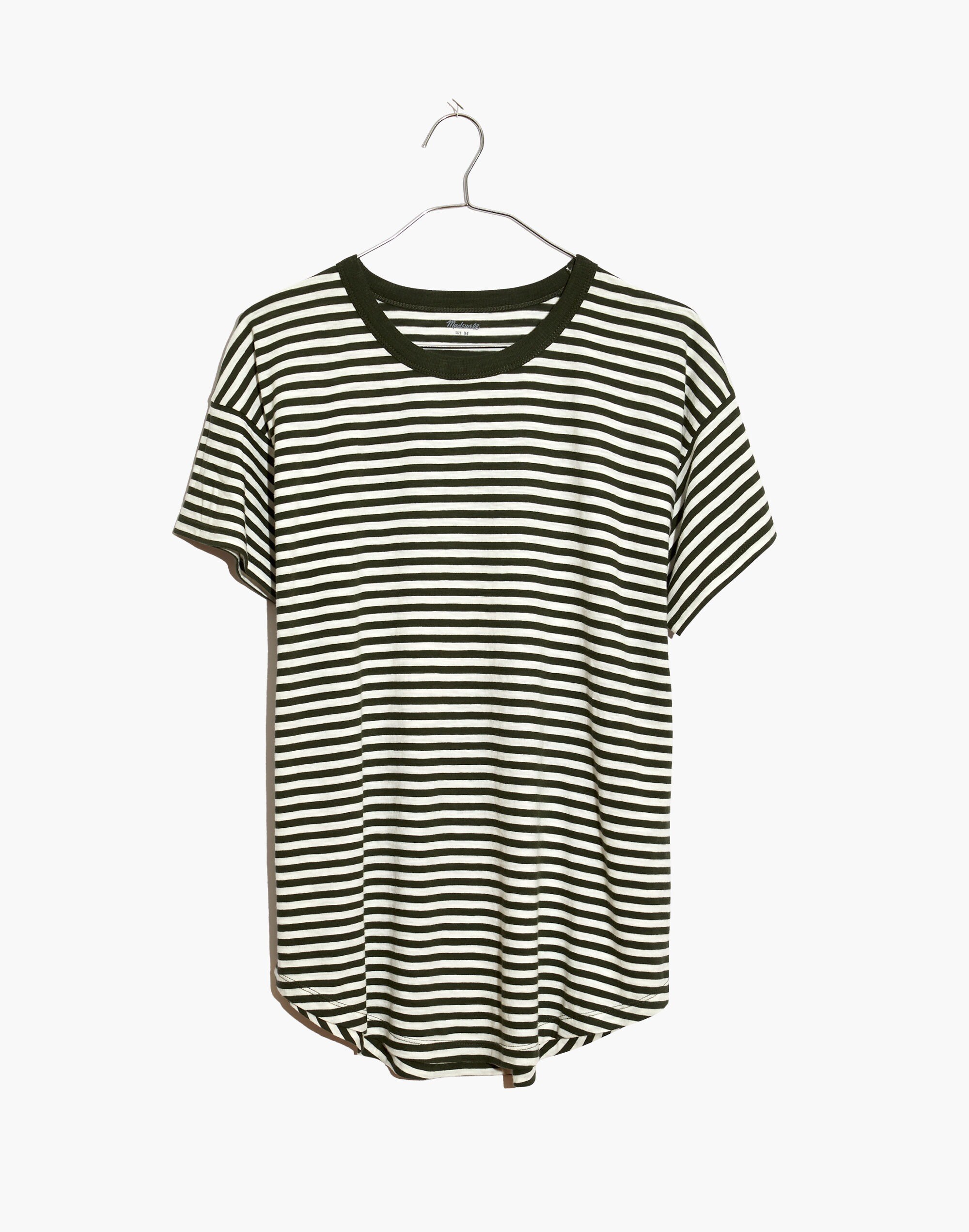 Whisper Cotton Rib-Crewneck Tee in Damien Stripe