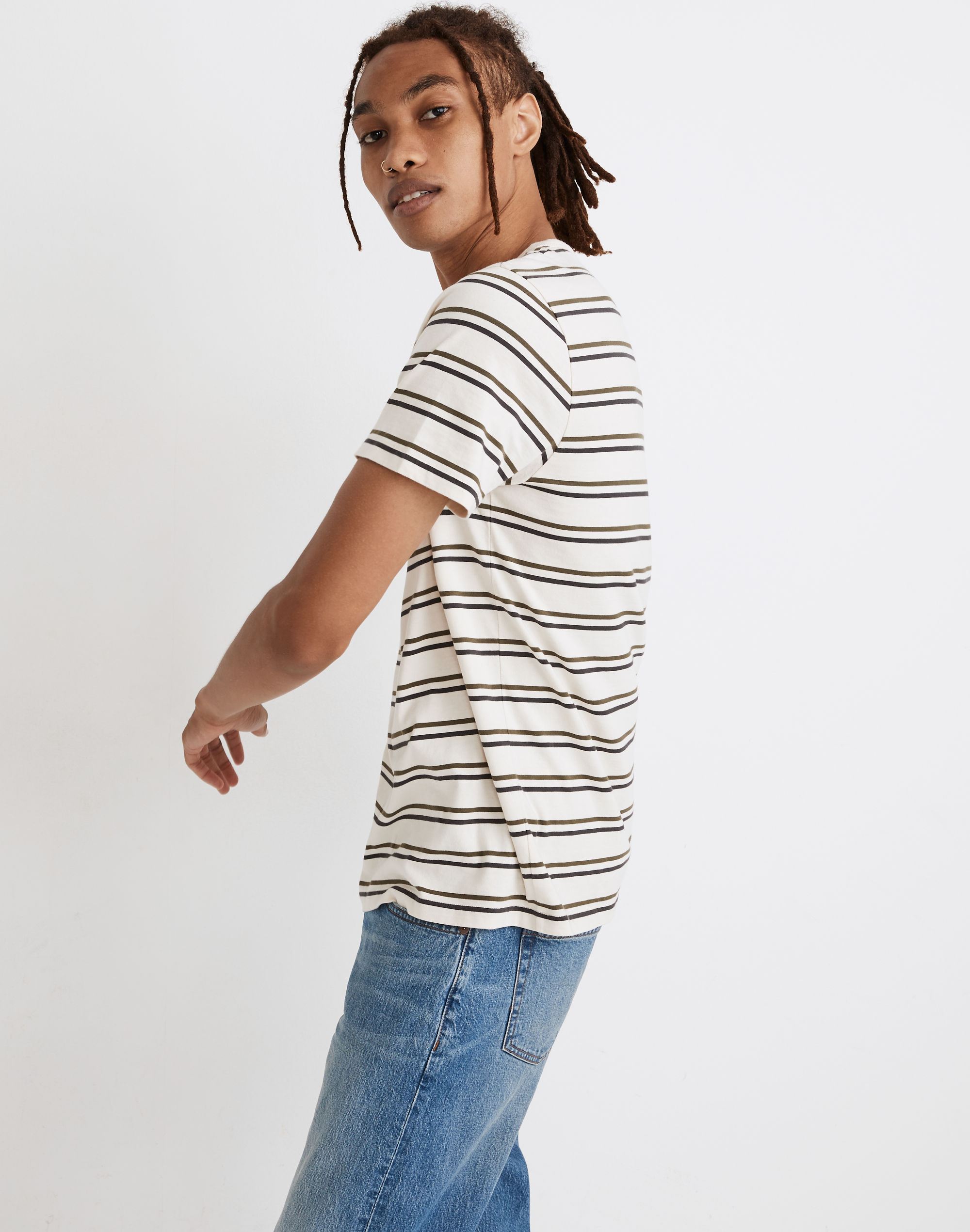Allday Crewneck Tee in Edsall Stripe