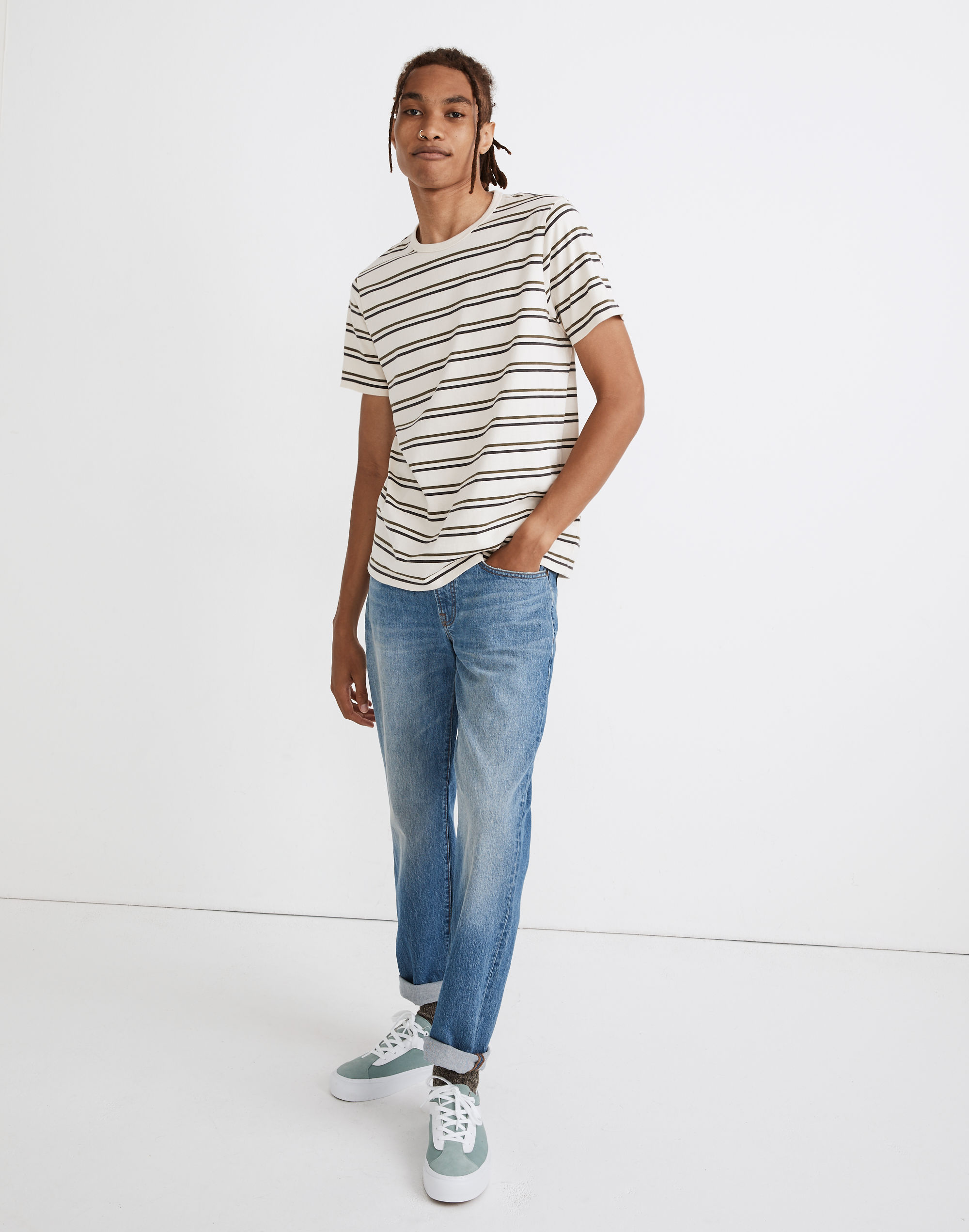 Allday Crewneck Tee in Edsall Stripe