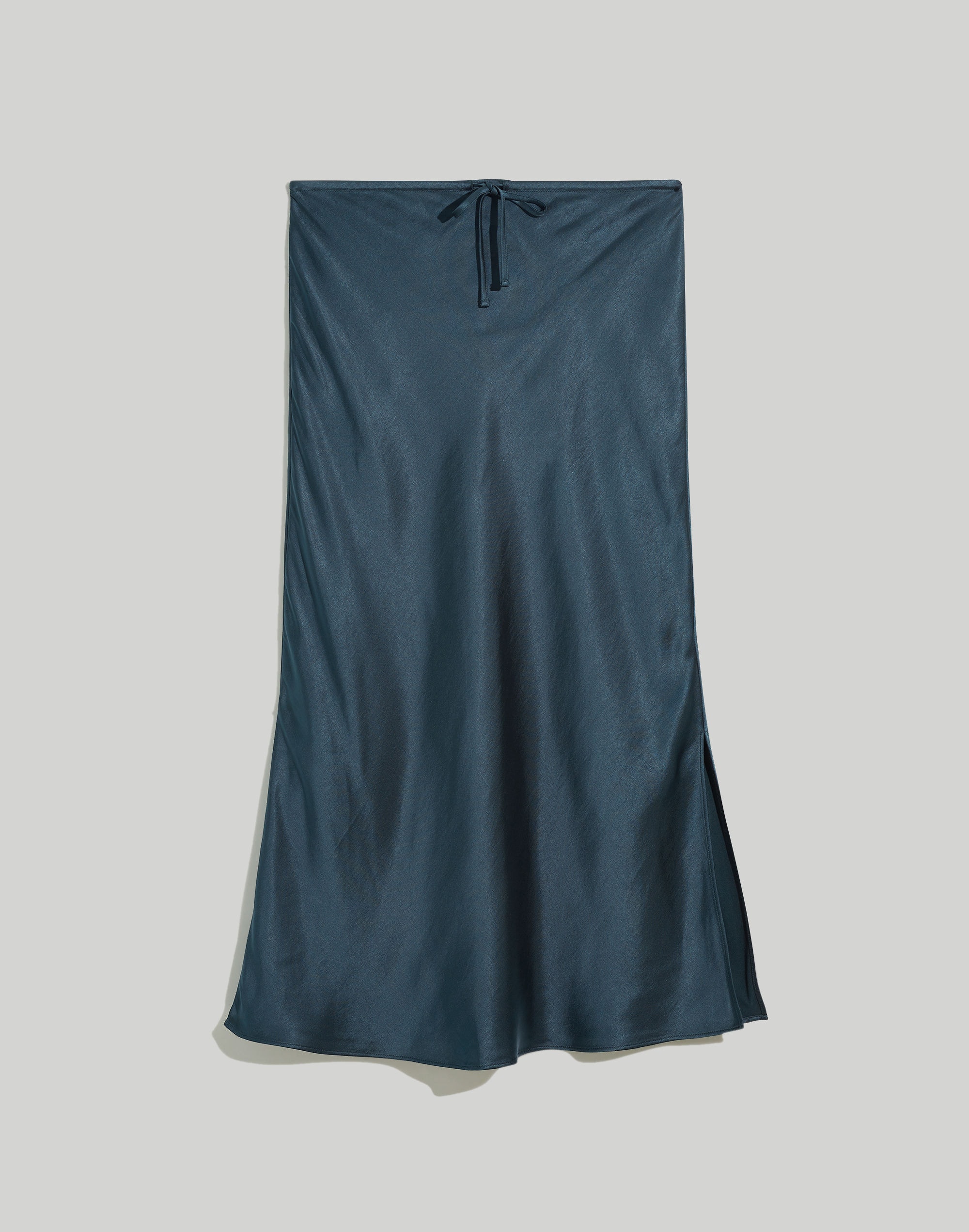 Drawstring Midi Slip Skirt