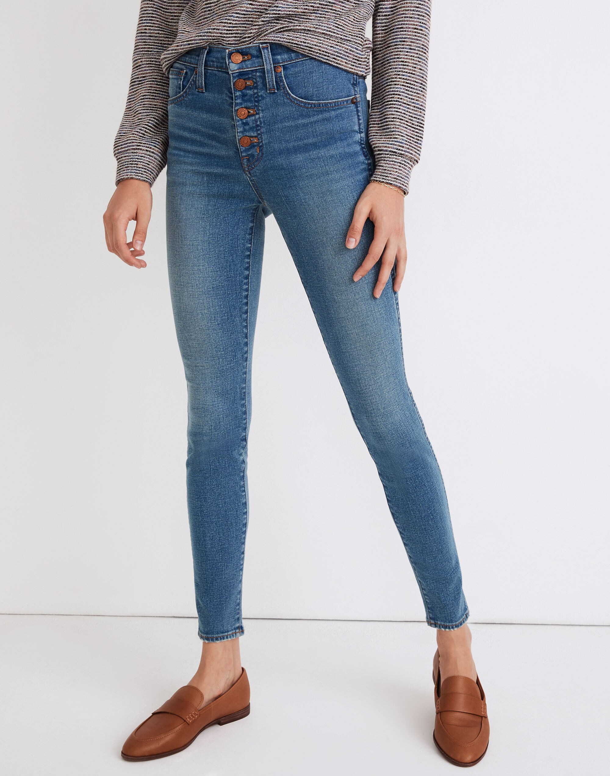 10" High-Rise Skinny Jeans in Dewitt Wash: Button-Front TENCEL&trade; Denim Edition