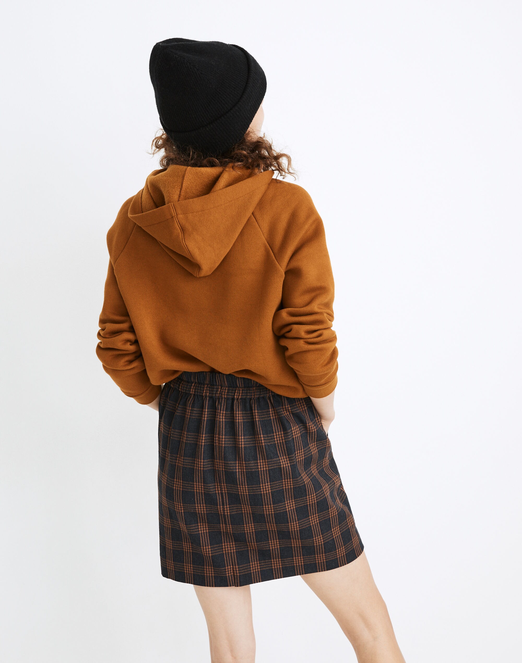 Plaid Double-Breasted Mini Skirt