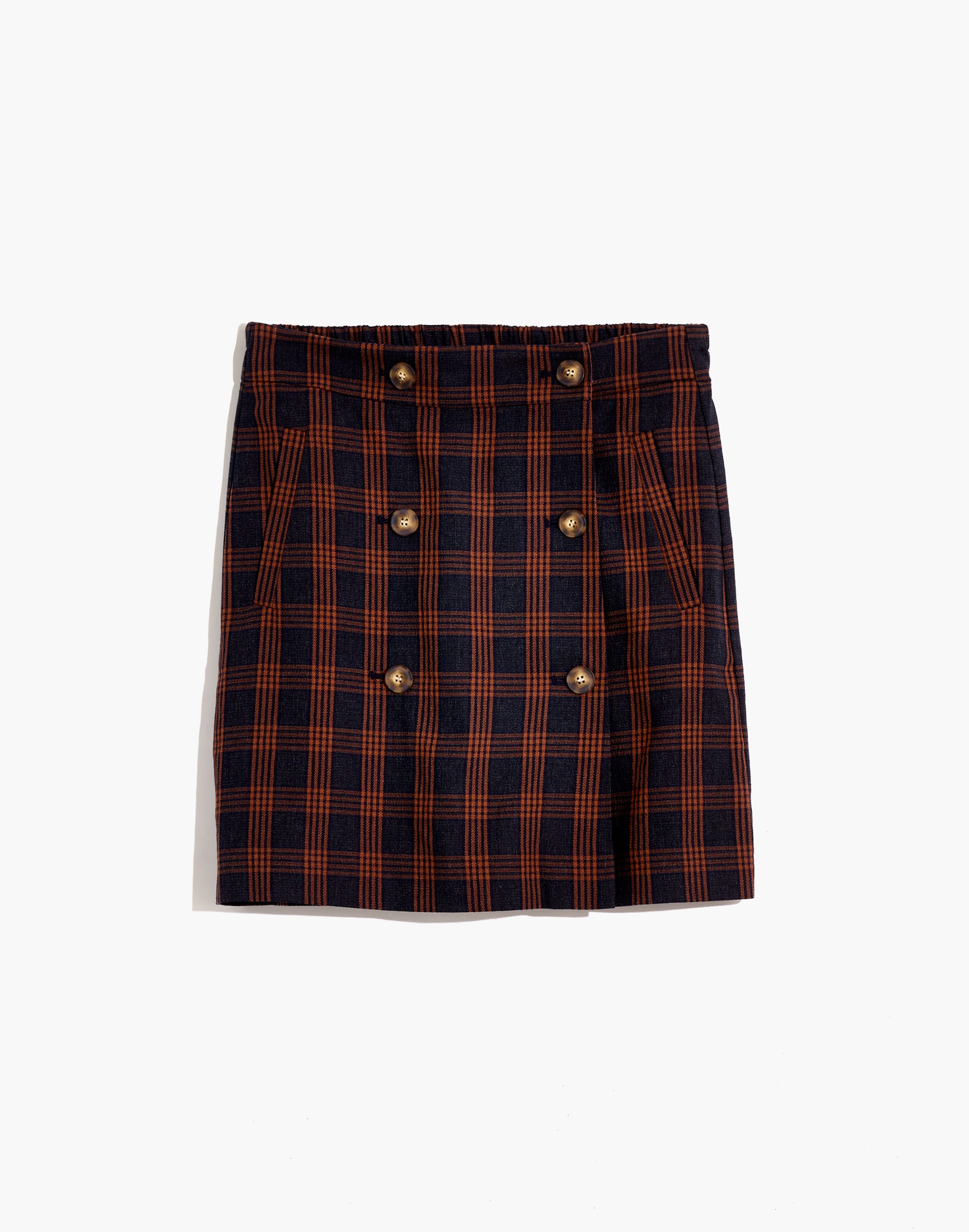 Plaid Double-Breasted Mini Skirt