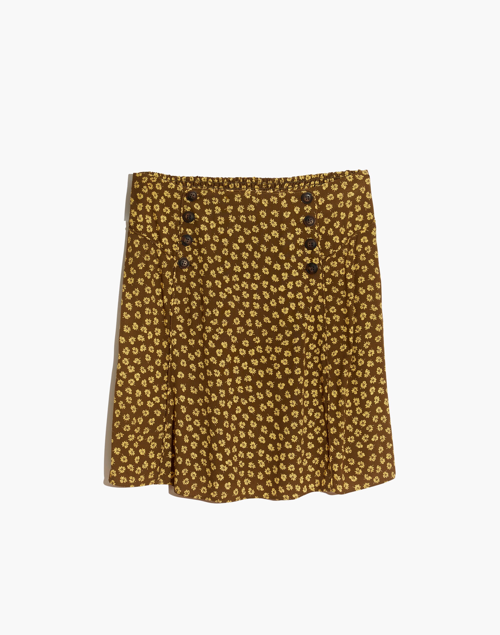 Piped Mini Skirt in Woodcut Flowers