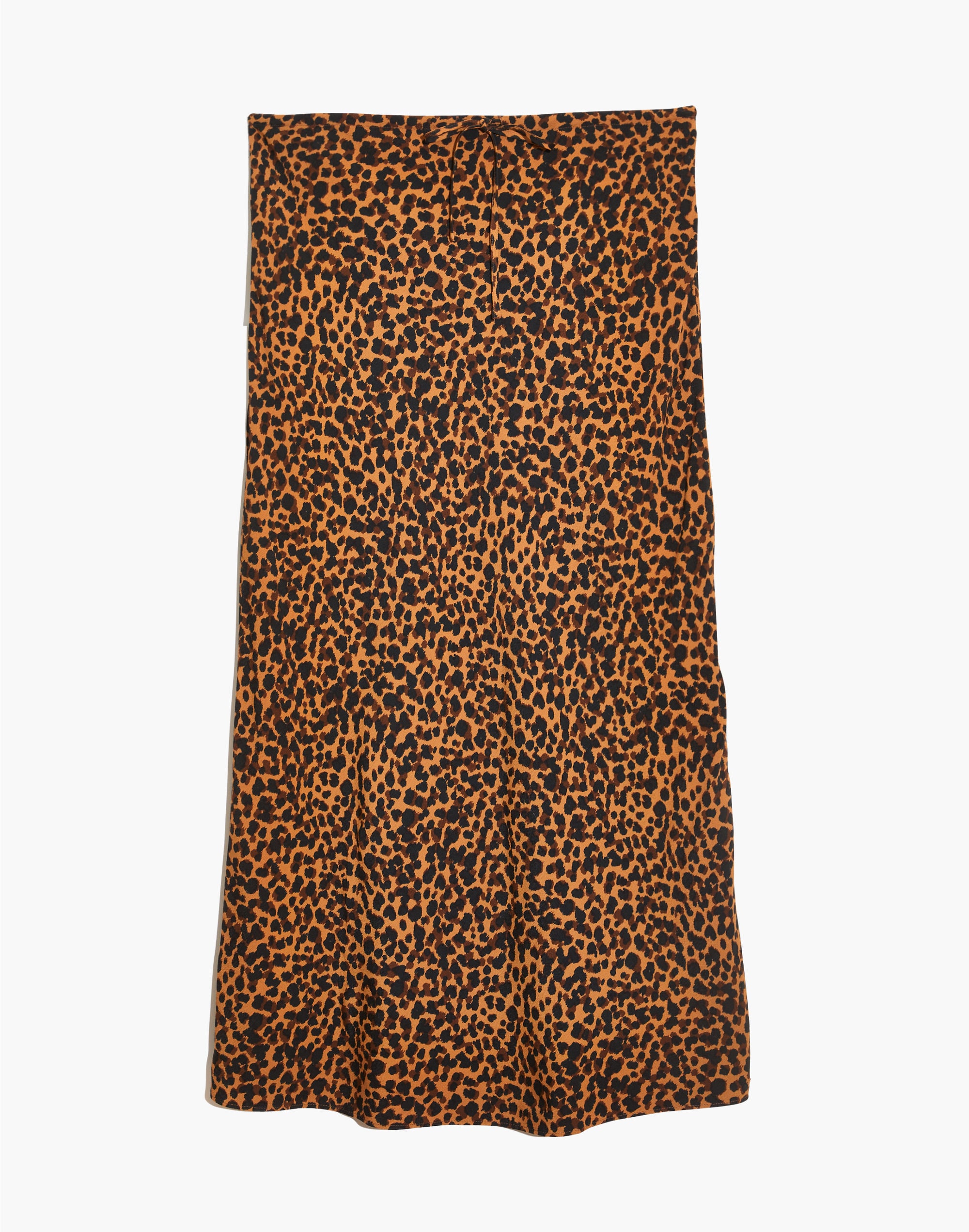 Drawstring Midi Slip Skirt in Brushed Leopard