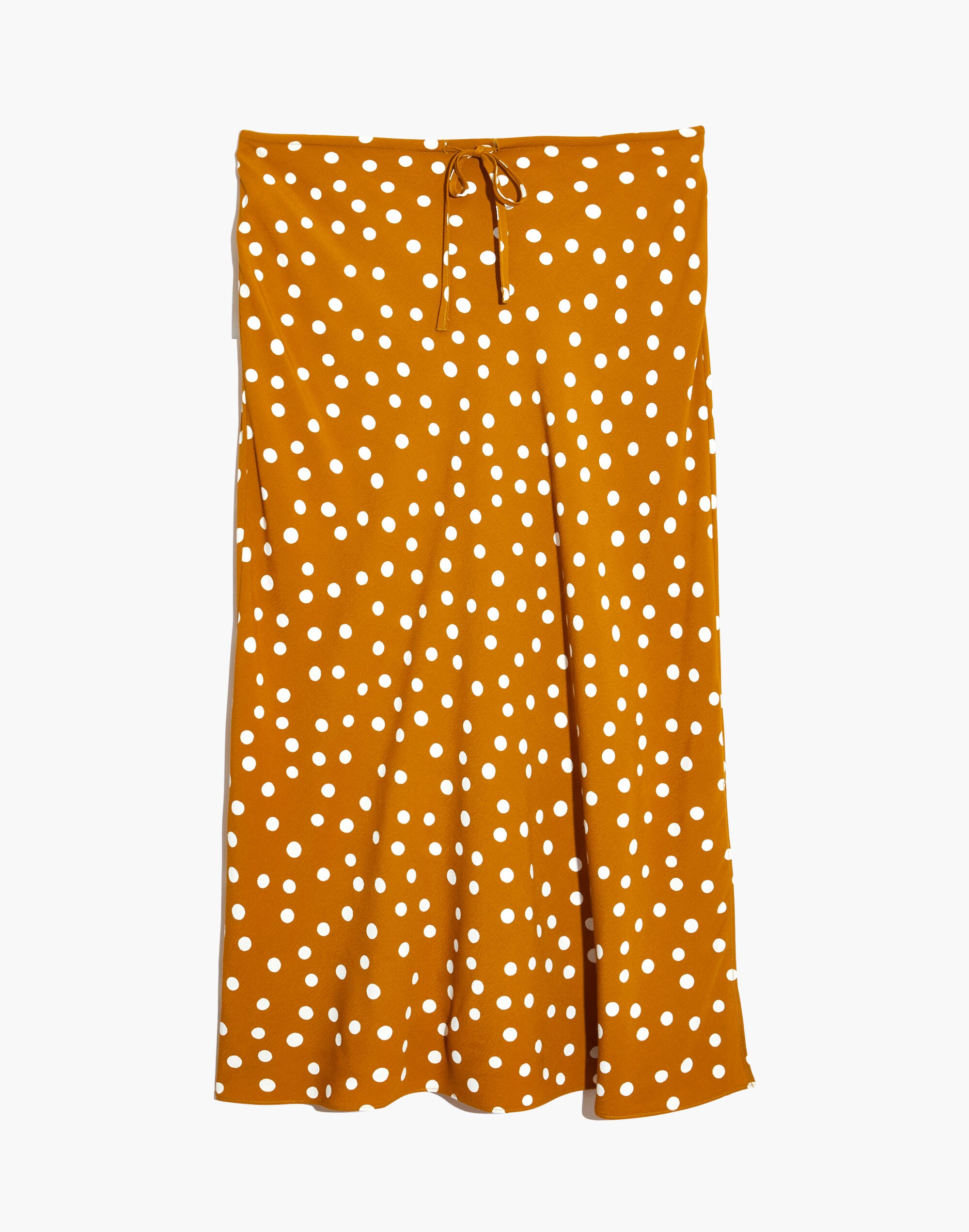 Drawstring Midi Slip Skirt in Big Dot