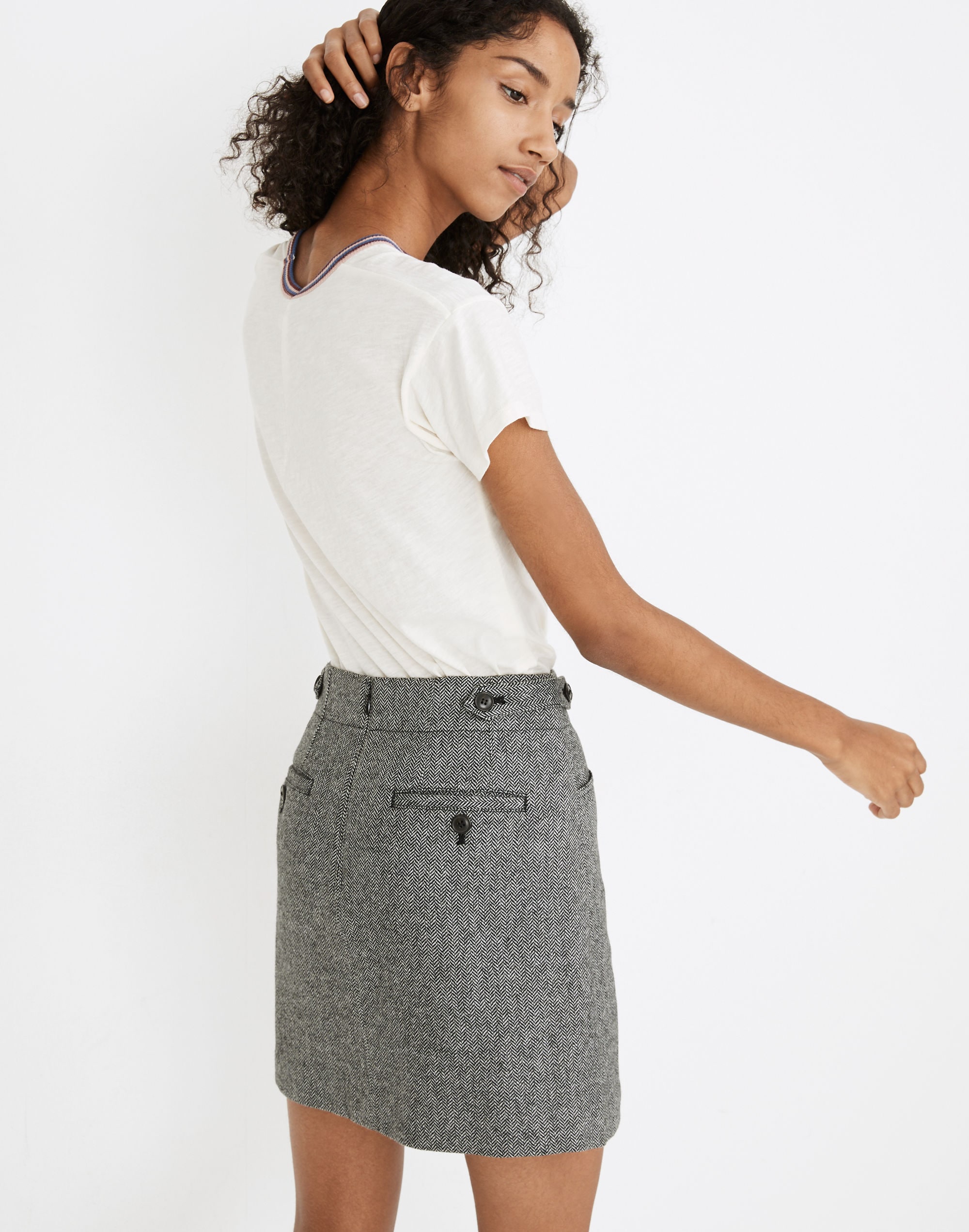 Herringbone Assembly A-Line Mini Skirt