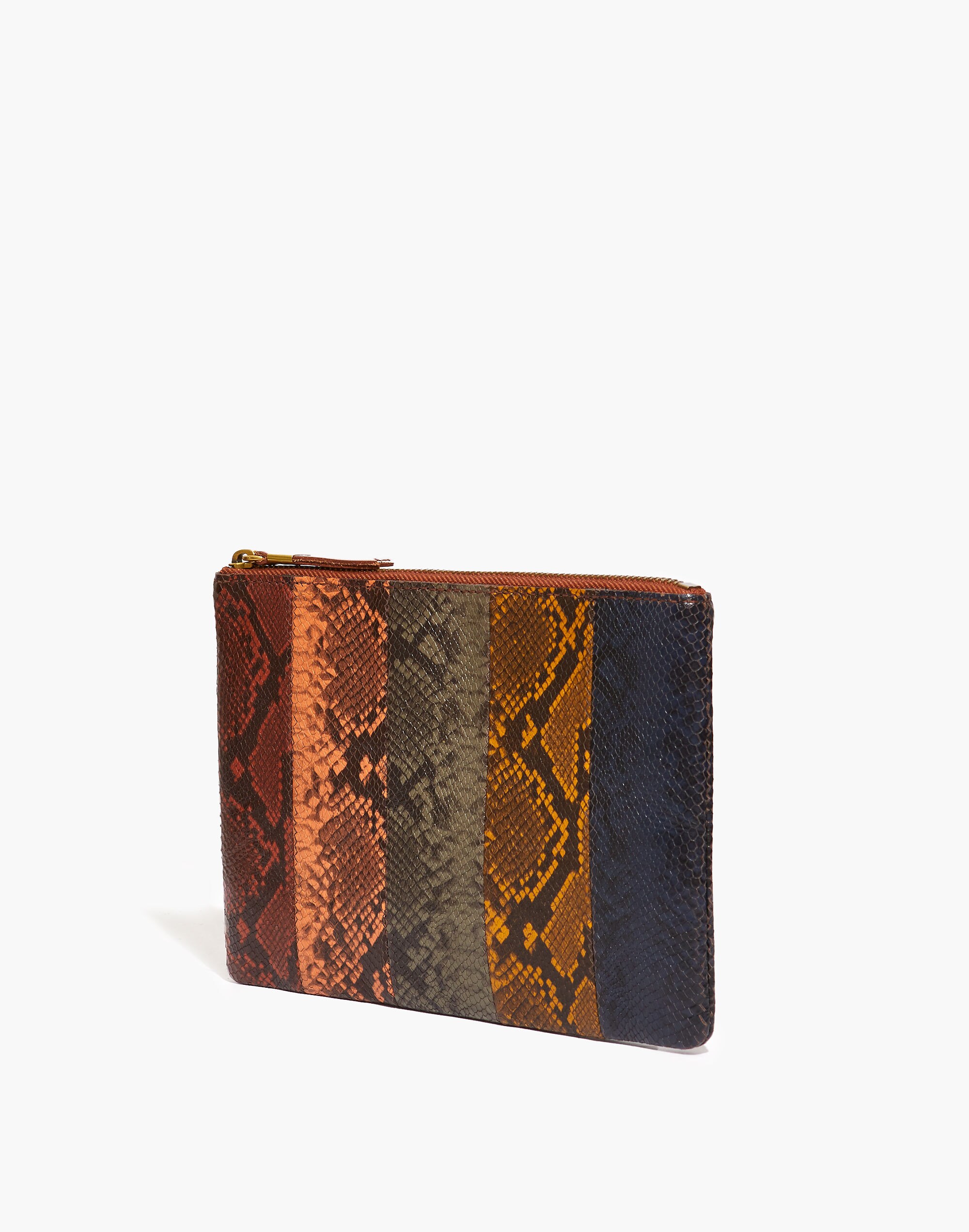 The Leather Pouch Clutch: Colorblock Snake Embossed Edition