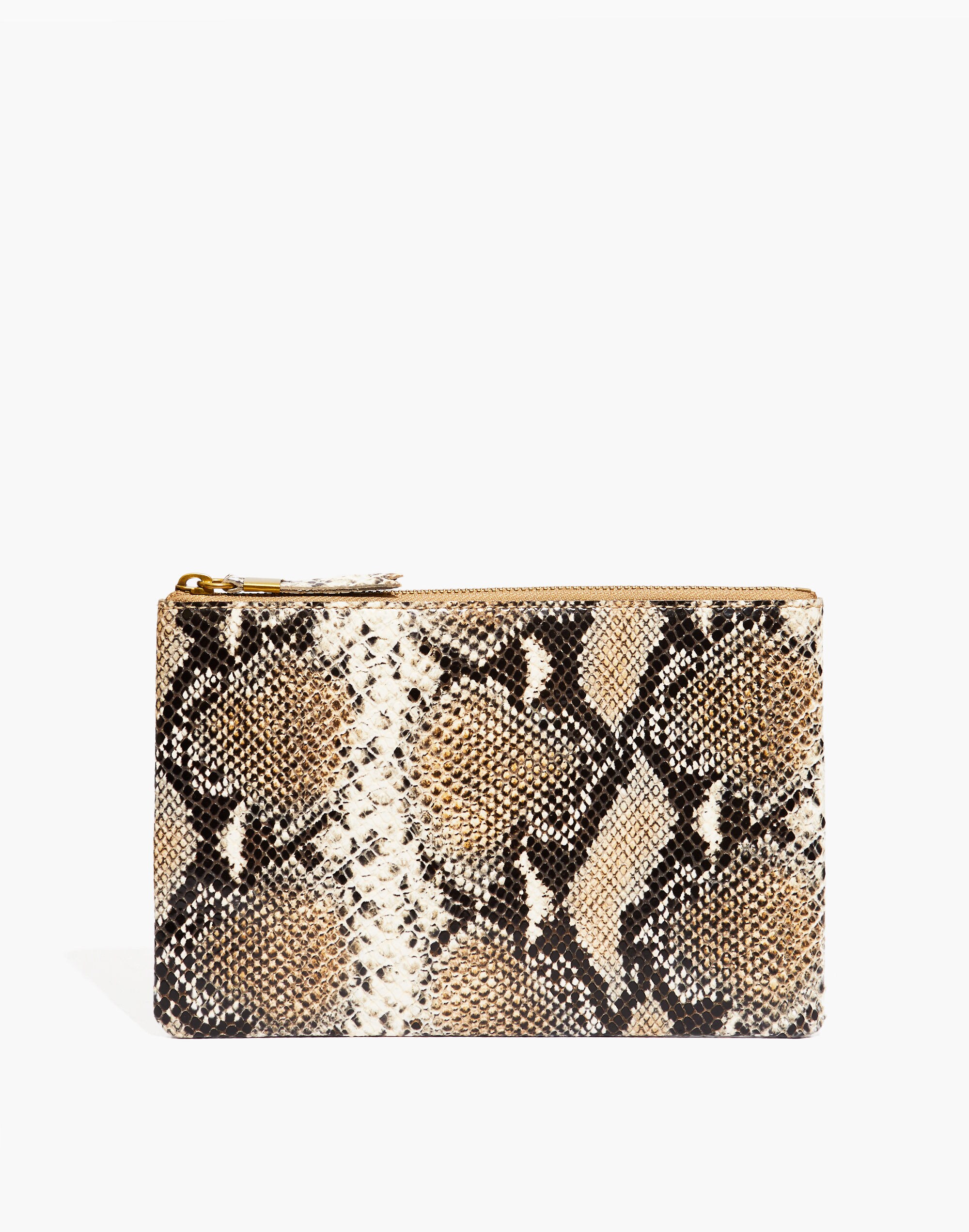 the leather pouch clutch: snake embossed edition