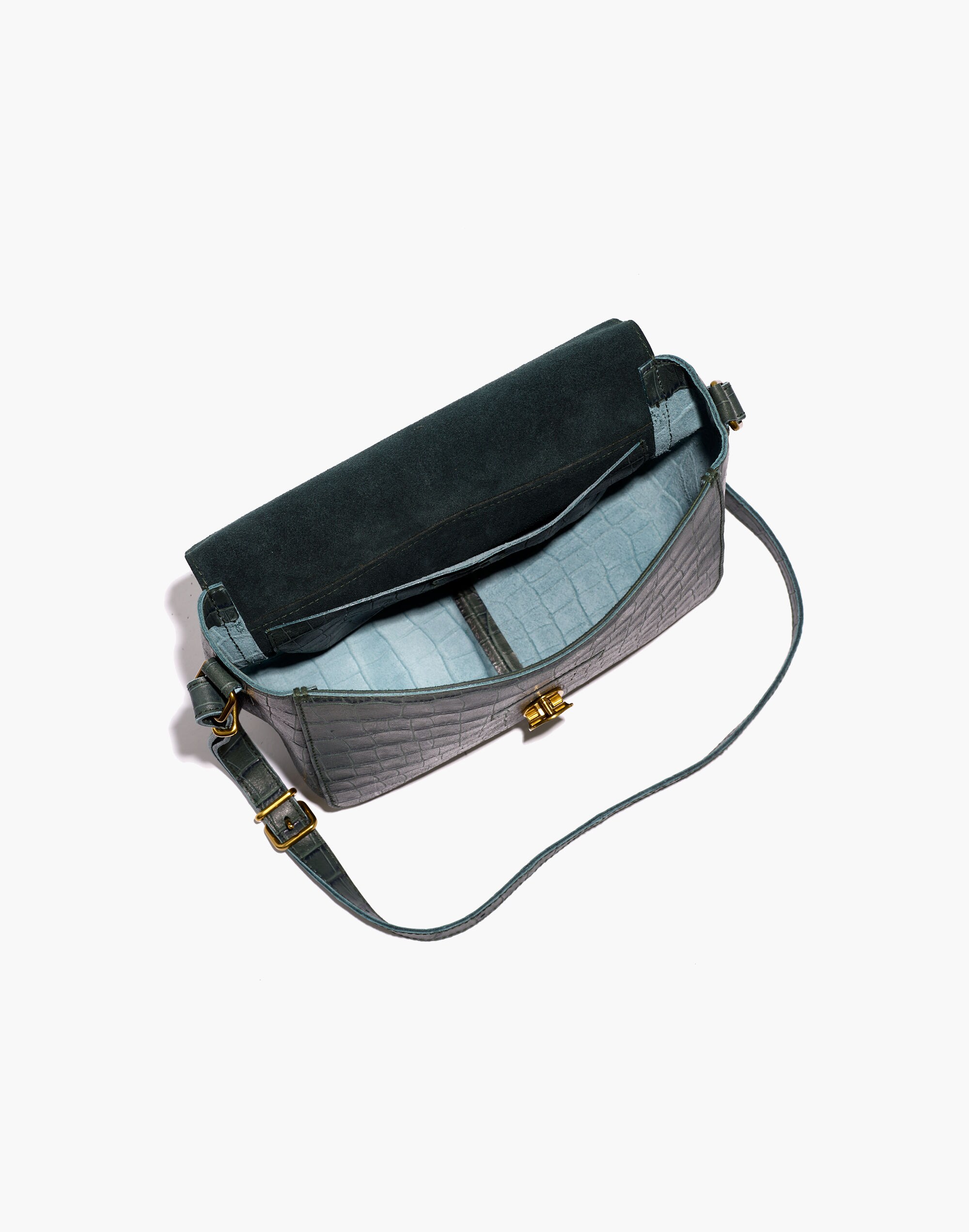 The Abroad Shoulder Bag: Croc Embossed Leather Edition