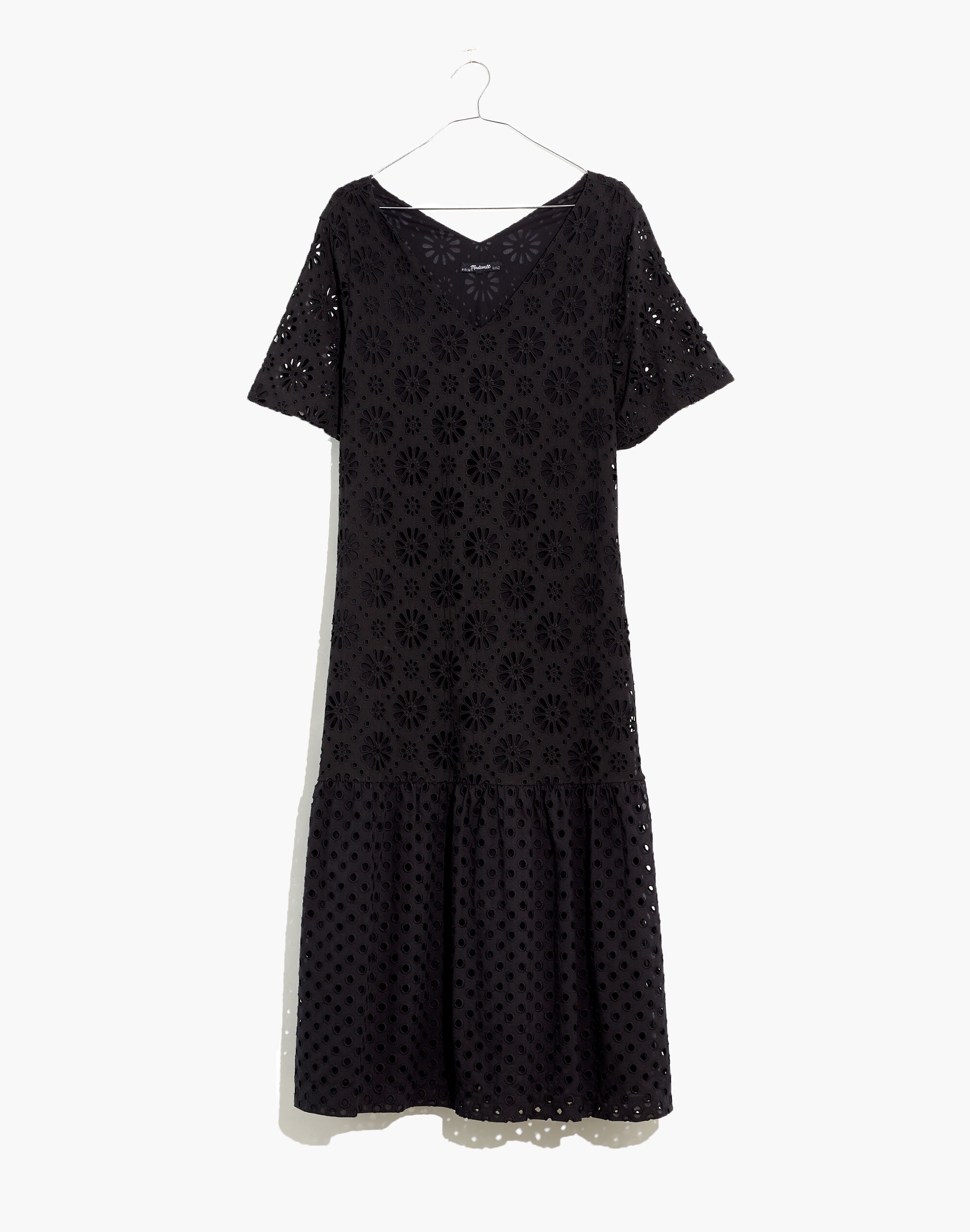 Petite Eyelet-Mix Midi Dress