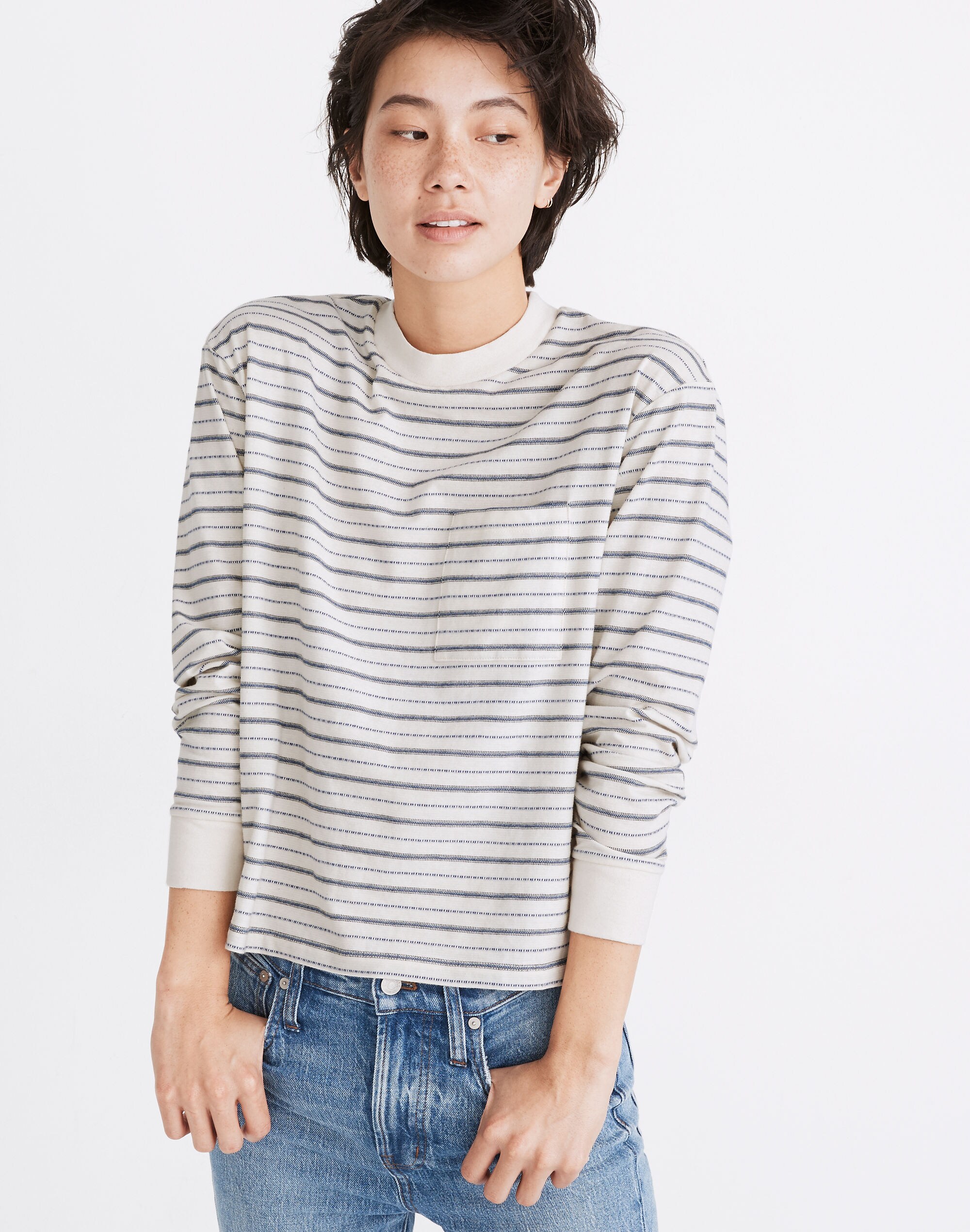 Jacquard Stripe Pocket Tee | Madewell