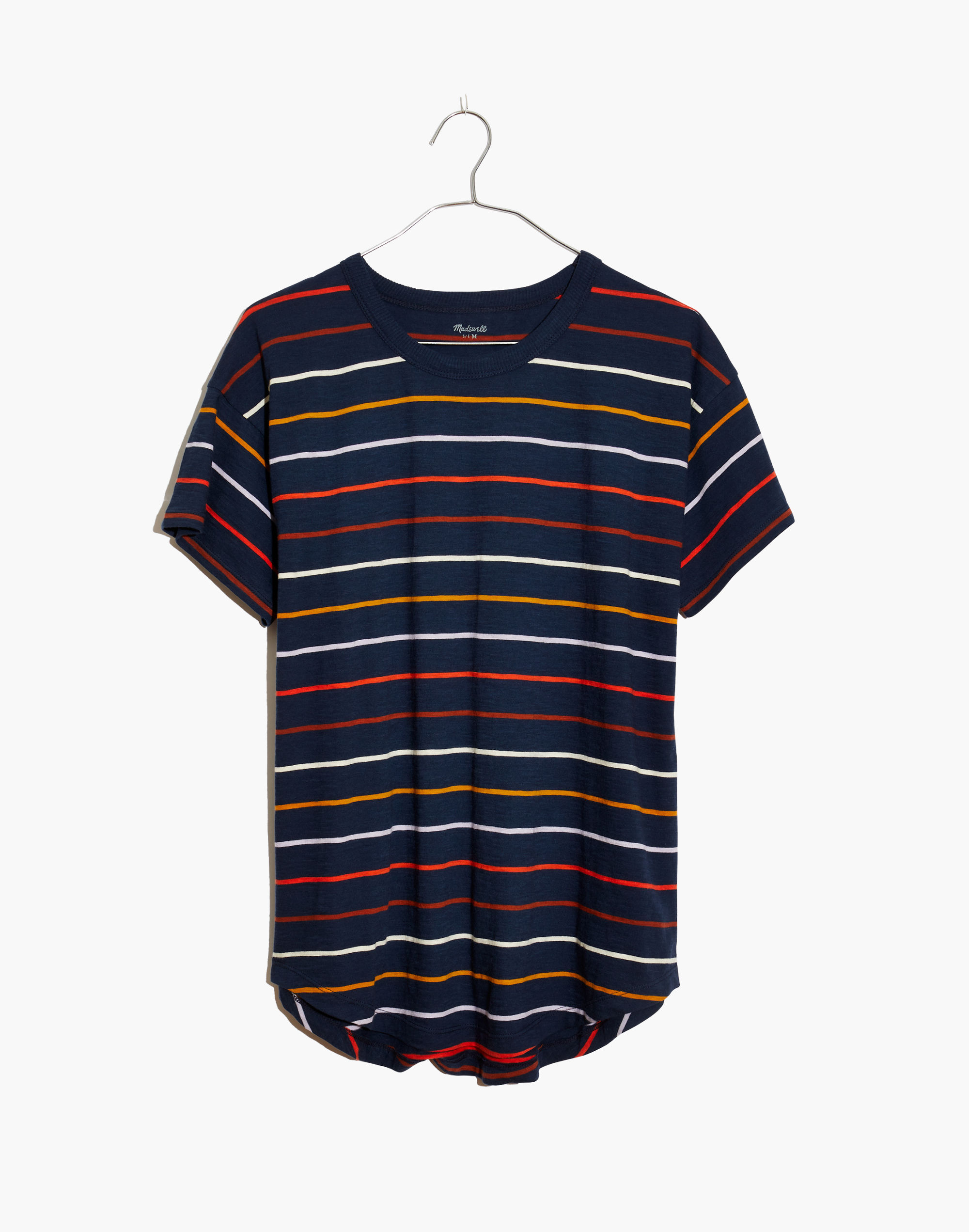 Whisper Cotton Rib-Crewneck Tee in Tilden Stripe