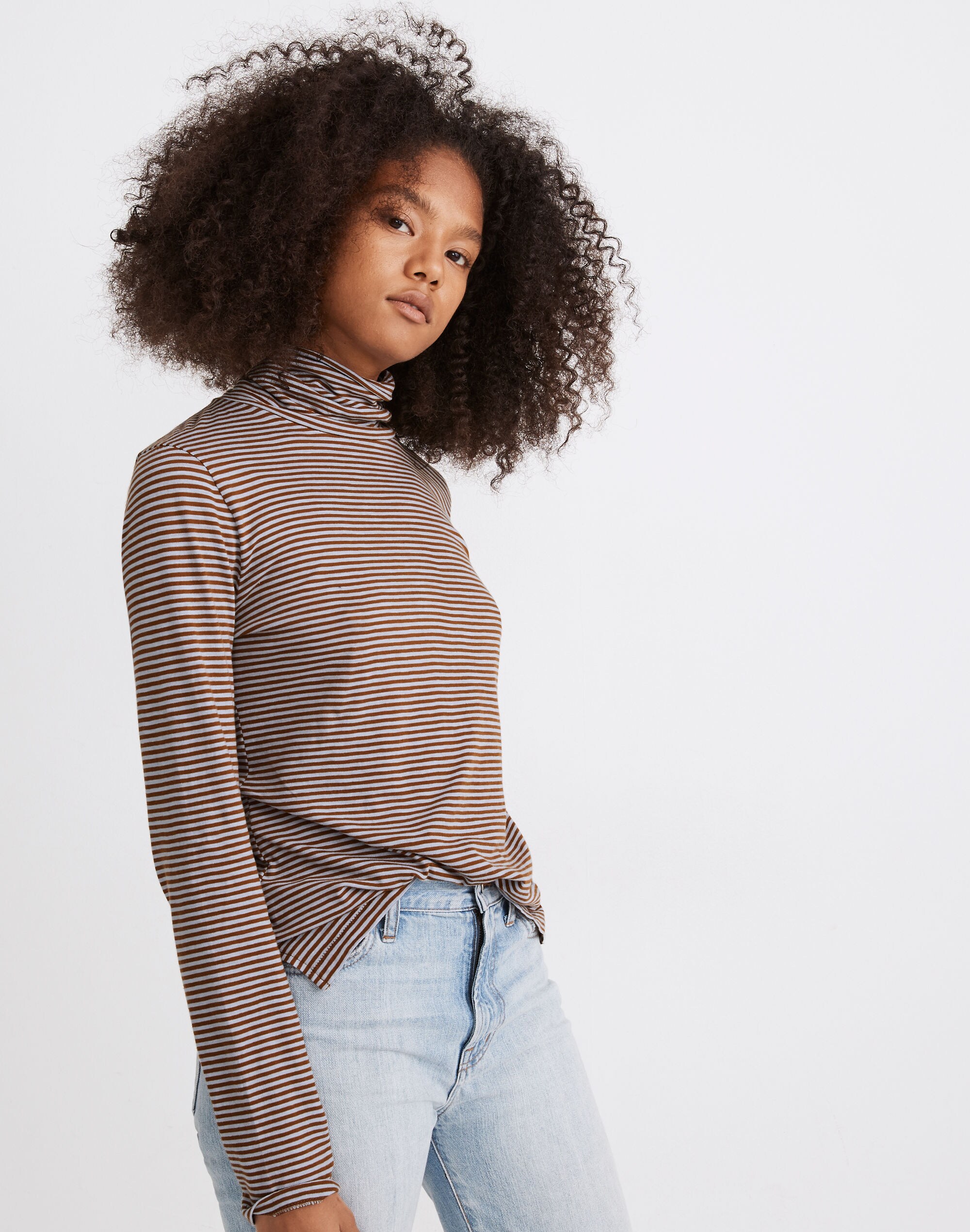 Whisper Cotton Turtleneck in Carlsbad Stripe