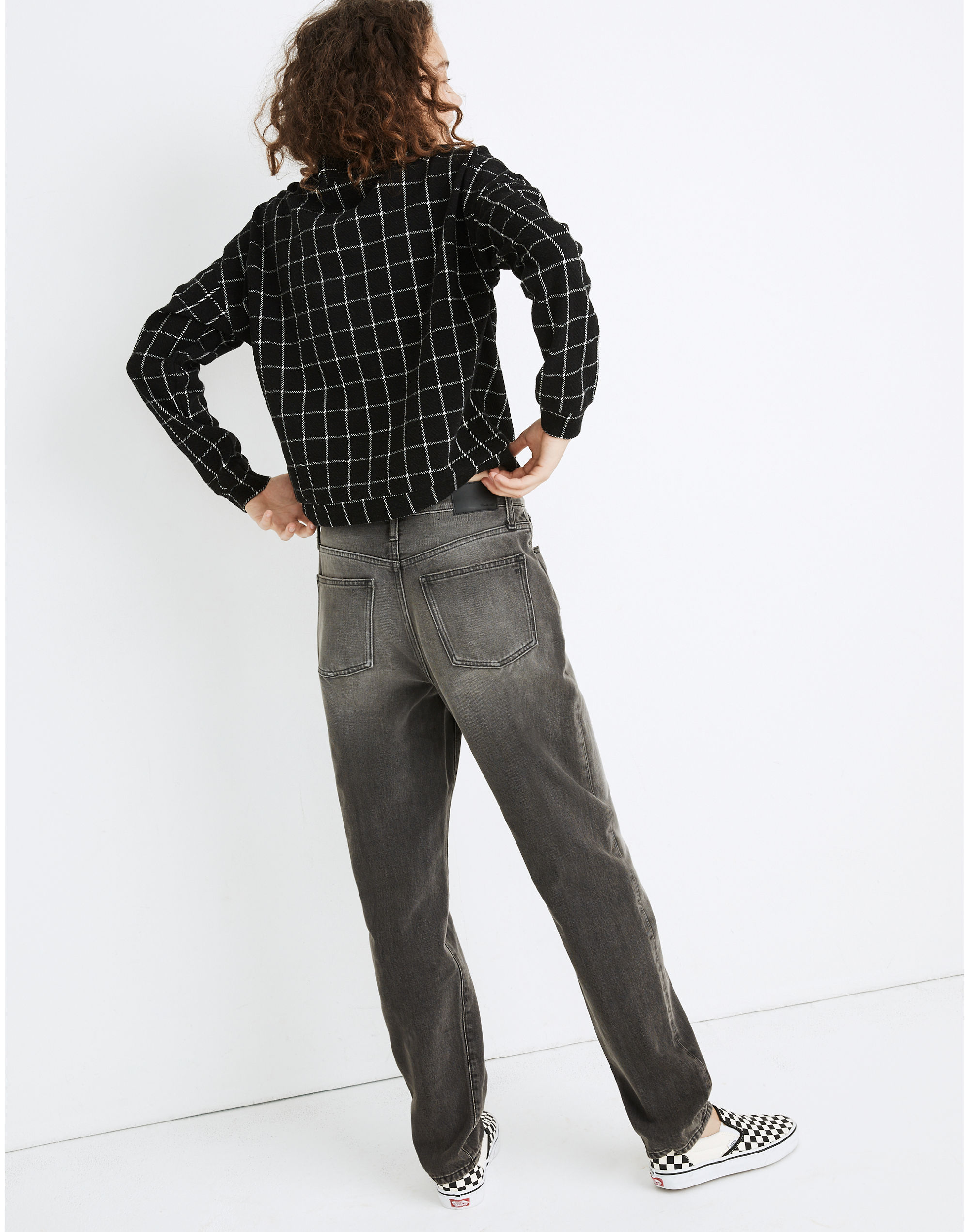 Textured Turtleneck Top in Windowpane