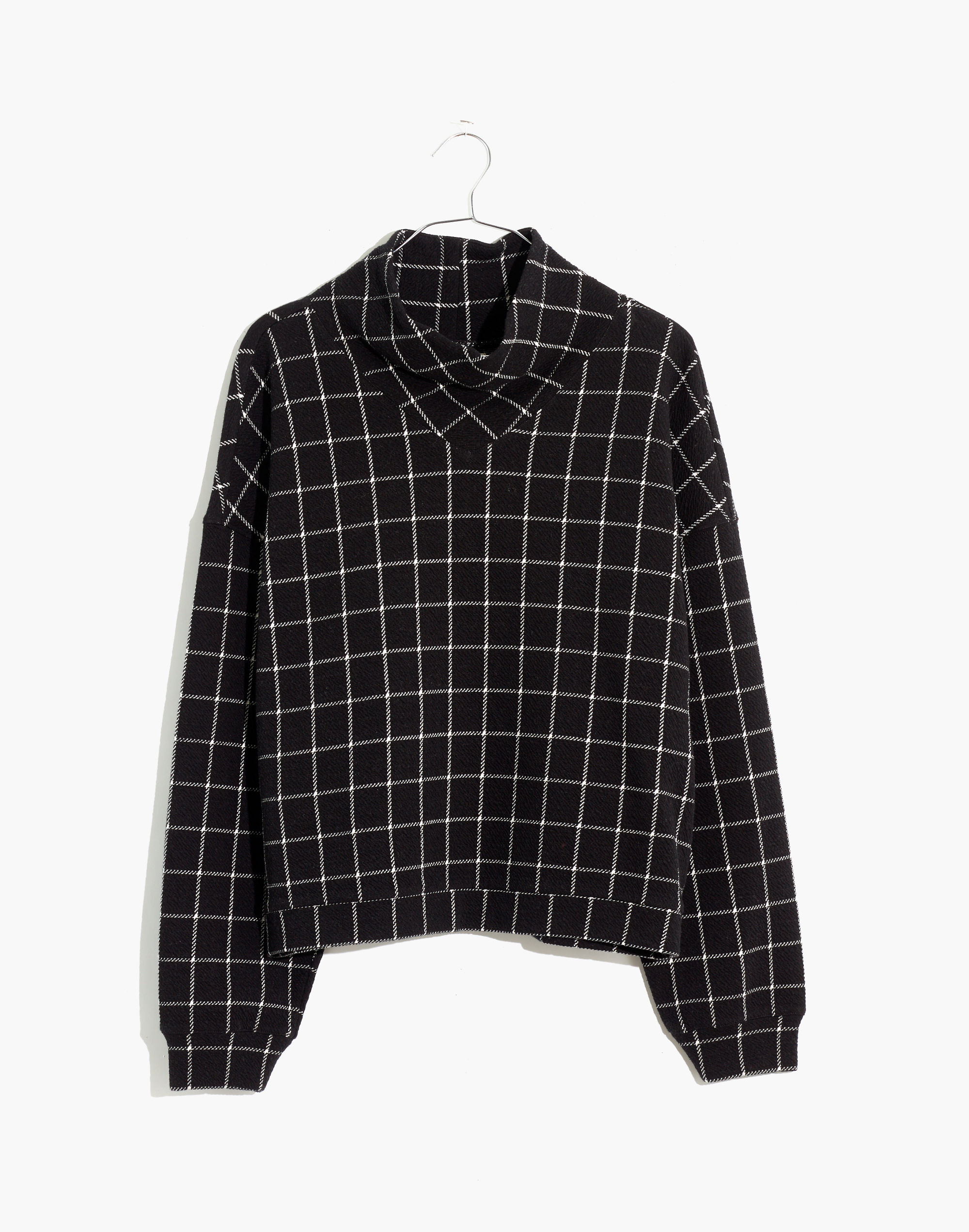 Textured Turtleneck Top in Windowpane