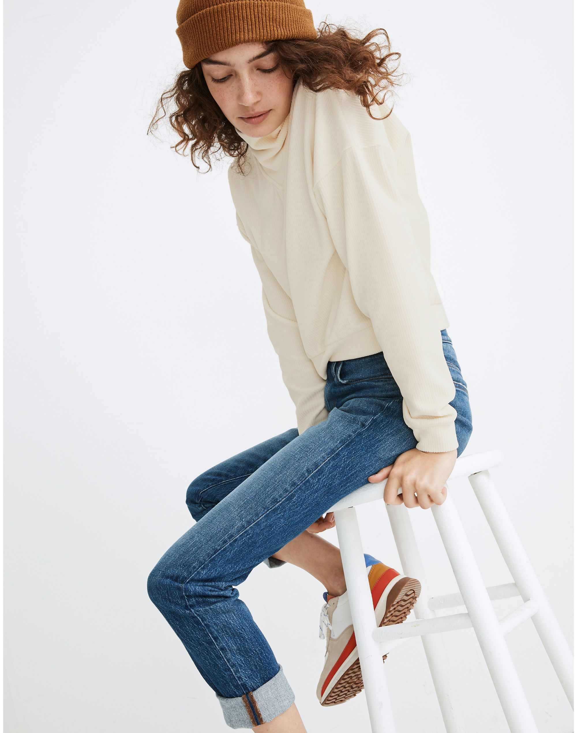 Corduroy Turtleneck Top