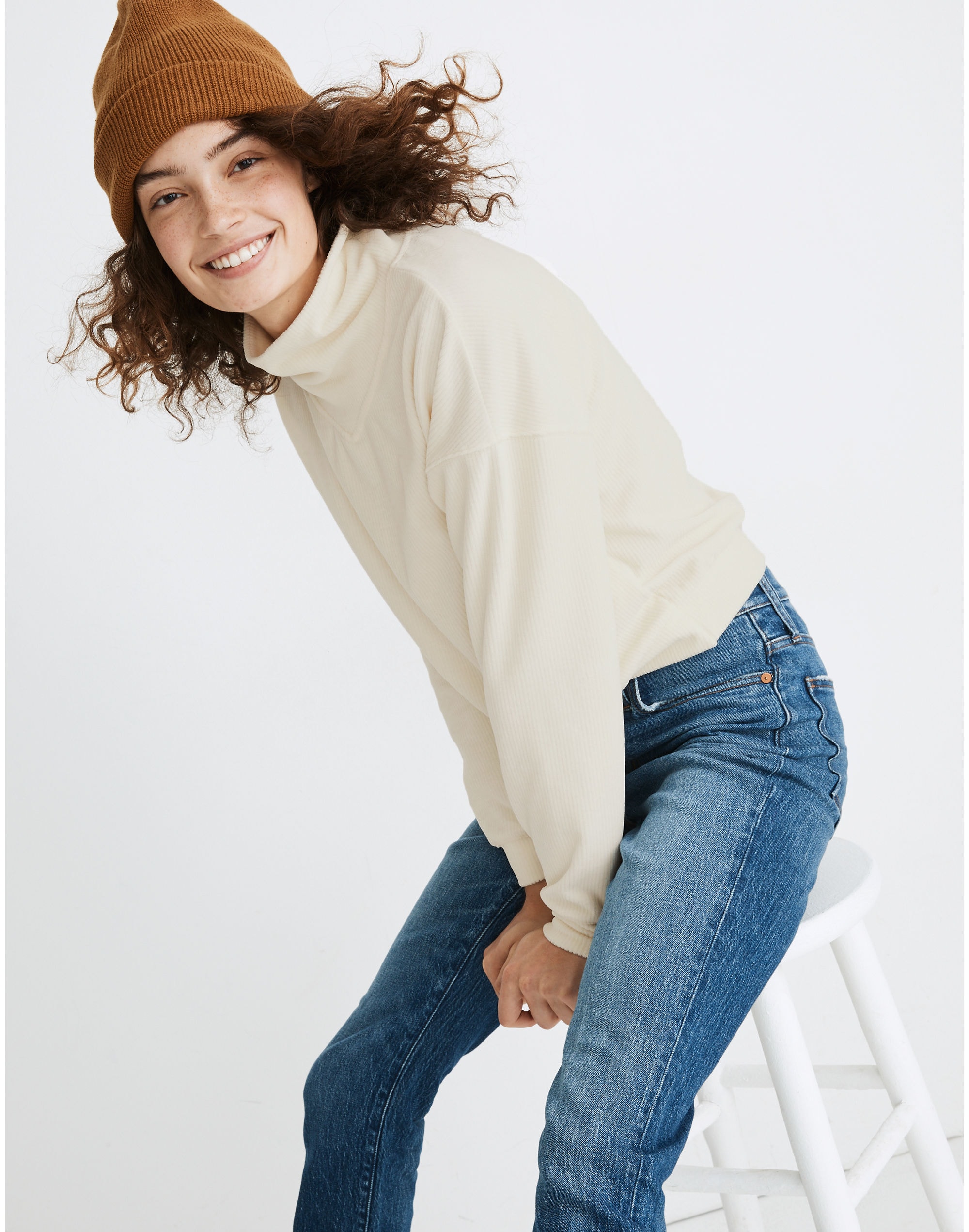 Corduroy Turtleneck Top