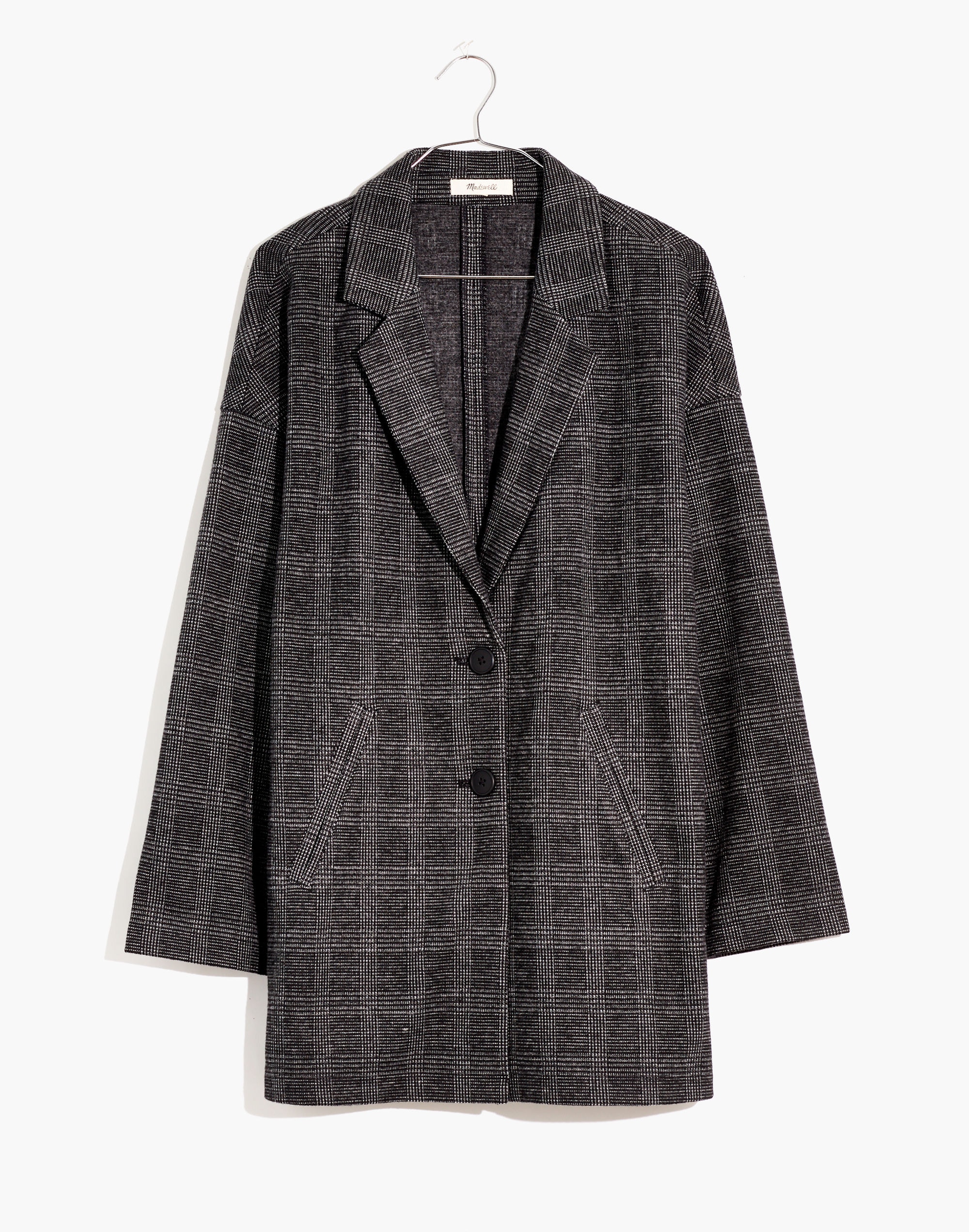 Glen Plaid Knit Oversized Blazer
