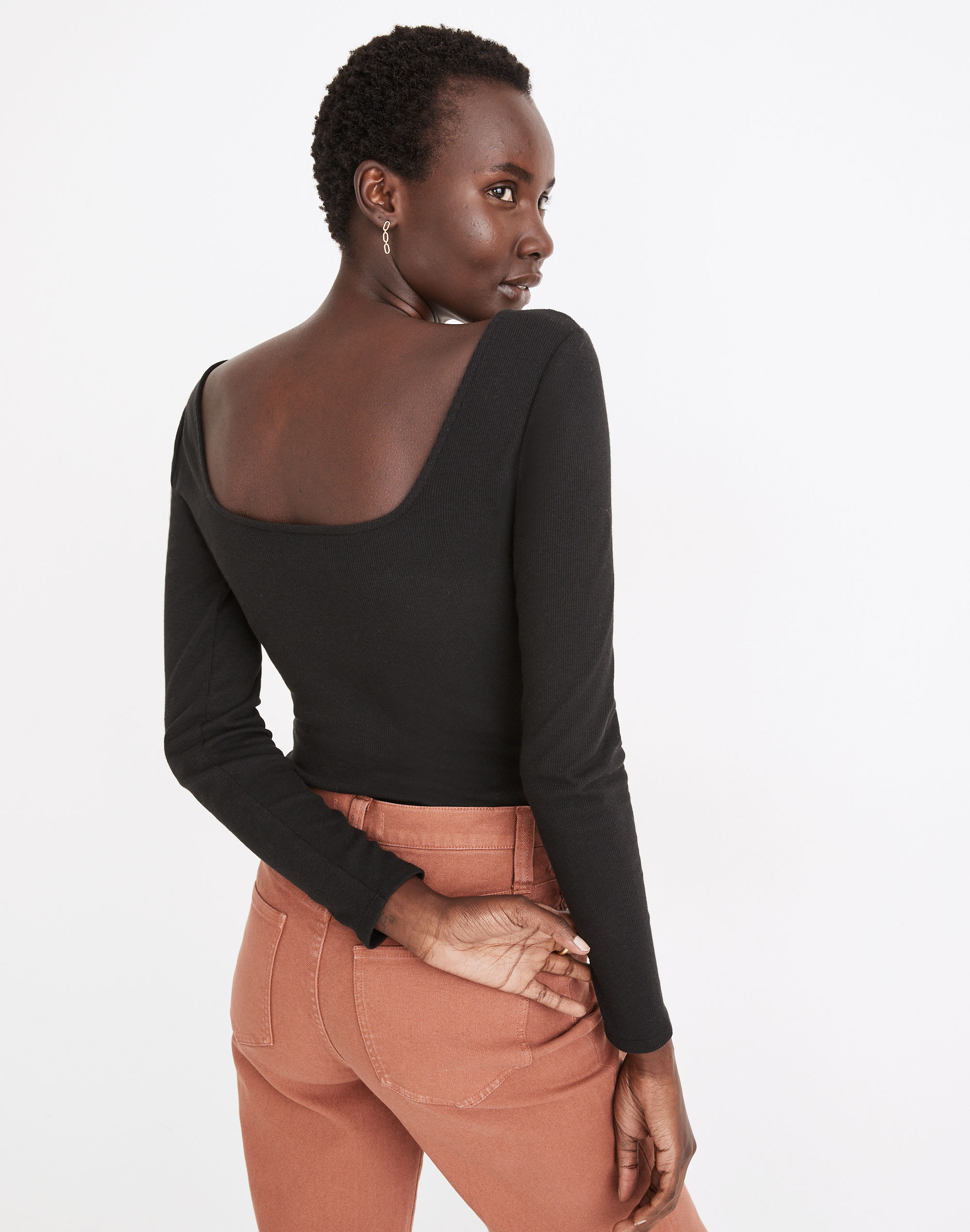 Square-Neck Thong Bodysuit