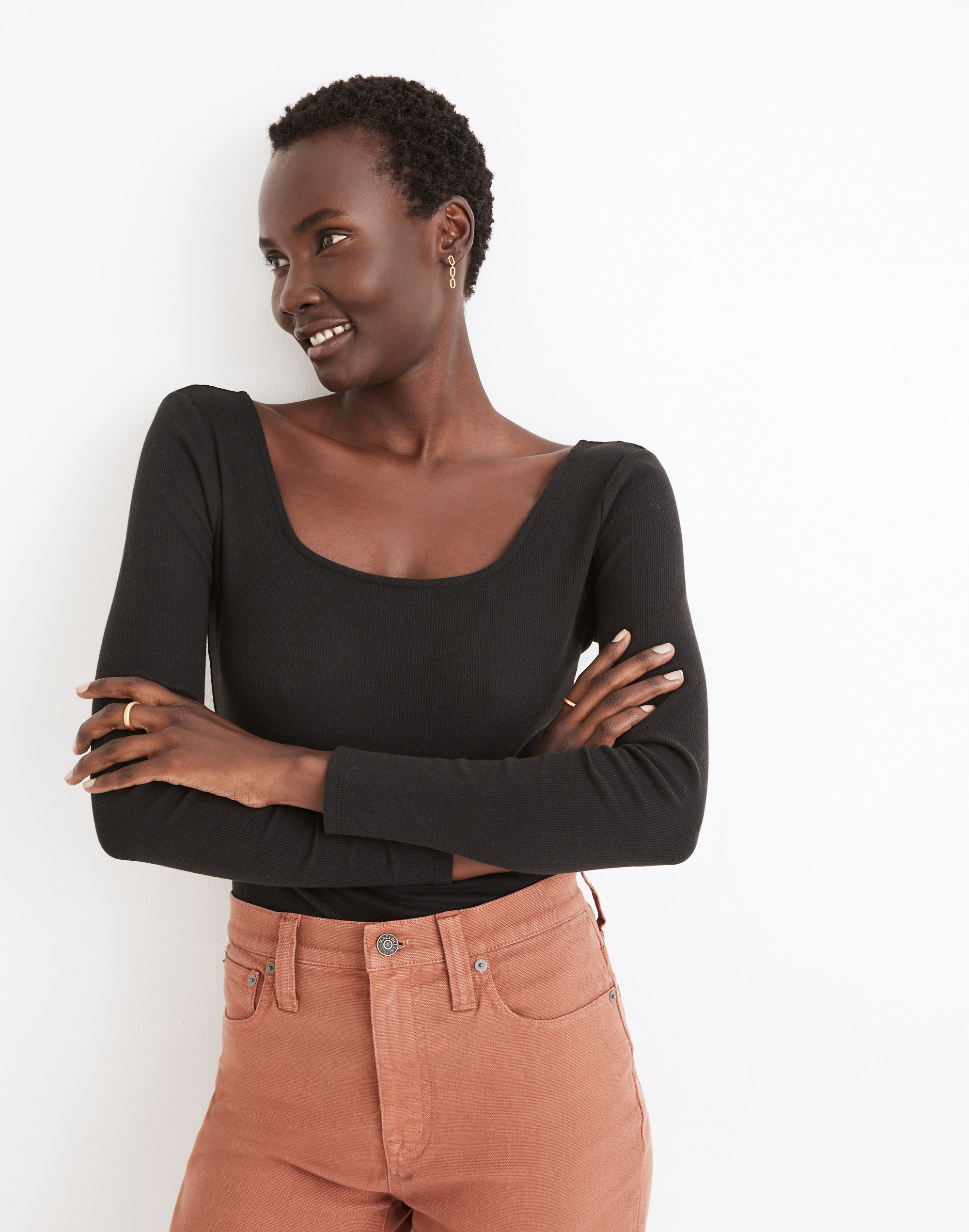 Square-Neck Thong Bodysuit