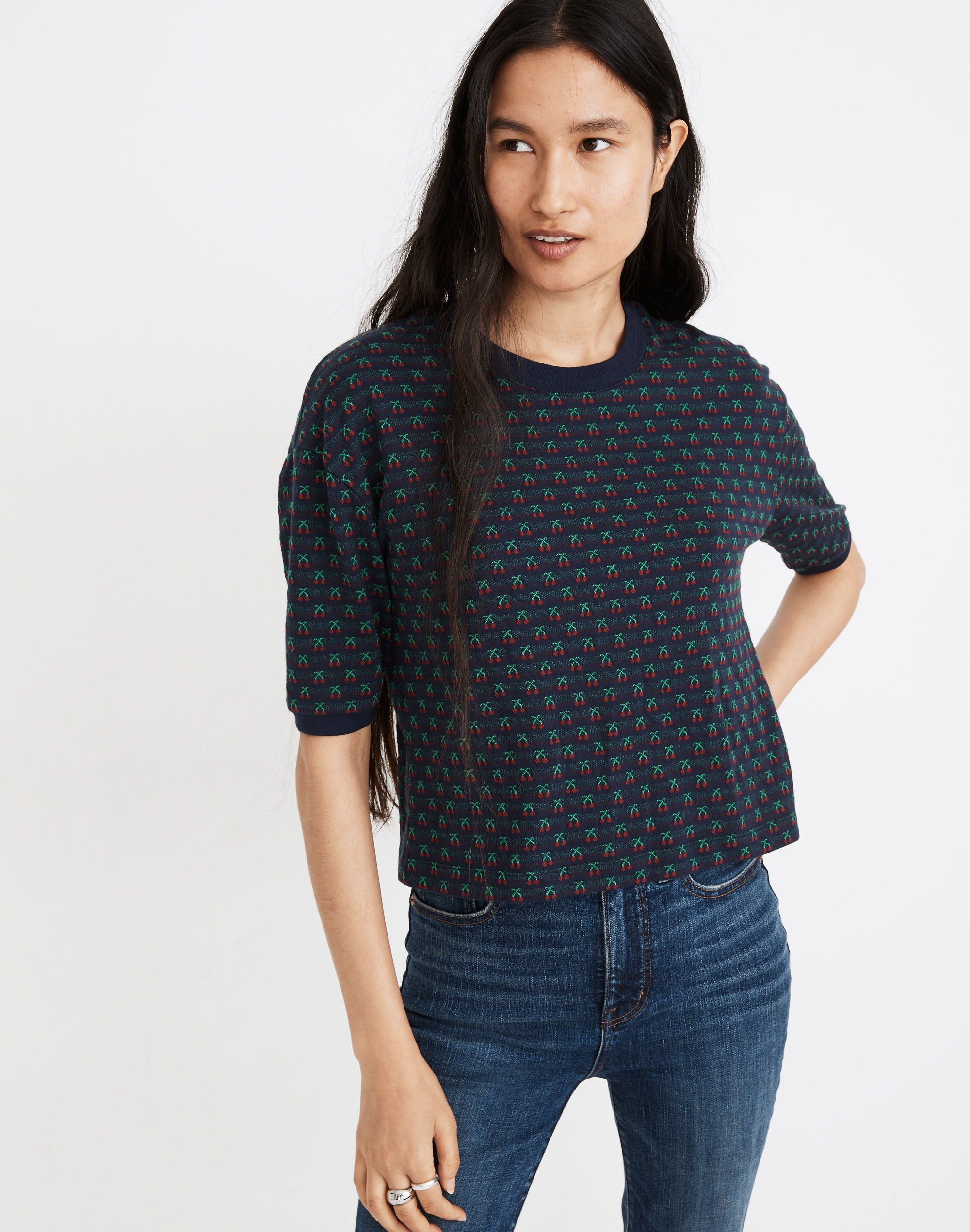 cherry jacquard top