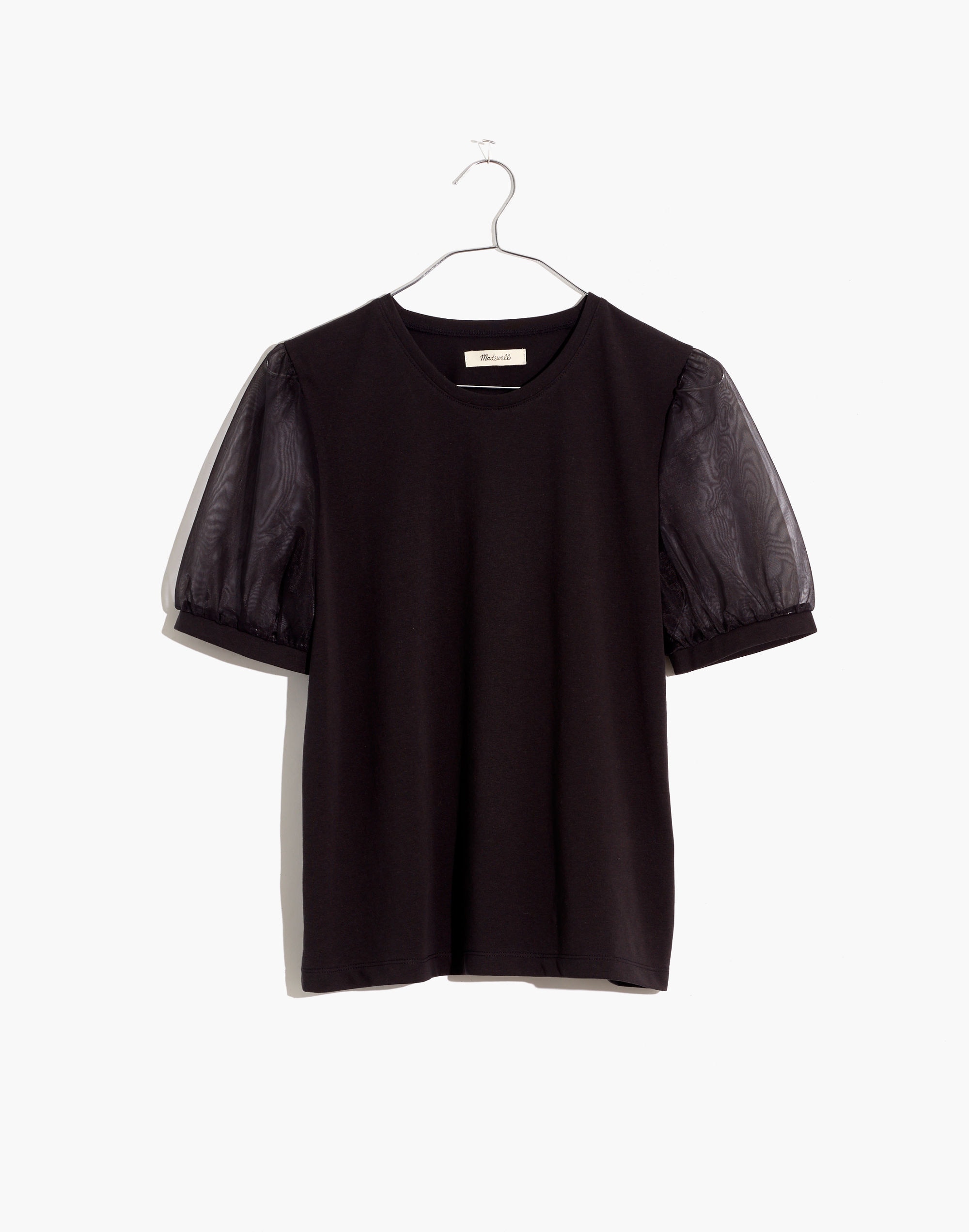 Sheer-Sleeve Knit Top