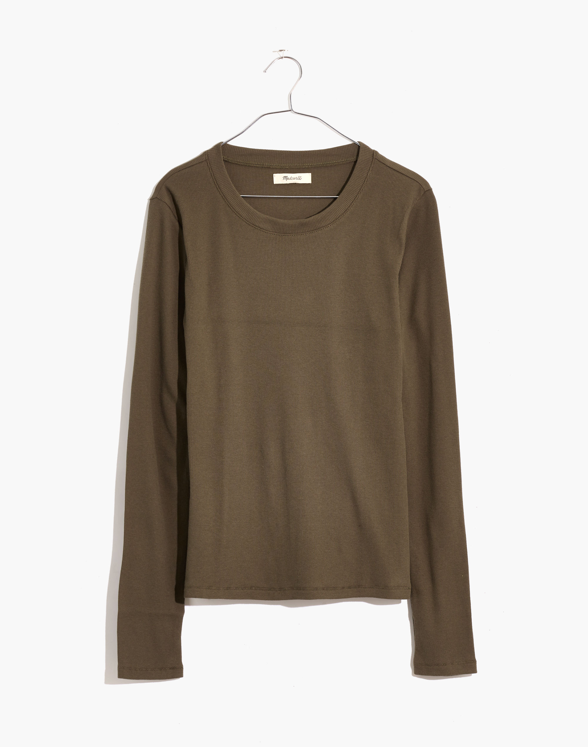Fine Ribbed Crewneck Long-Sleeve Tee