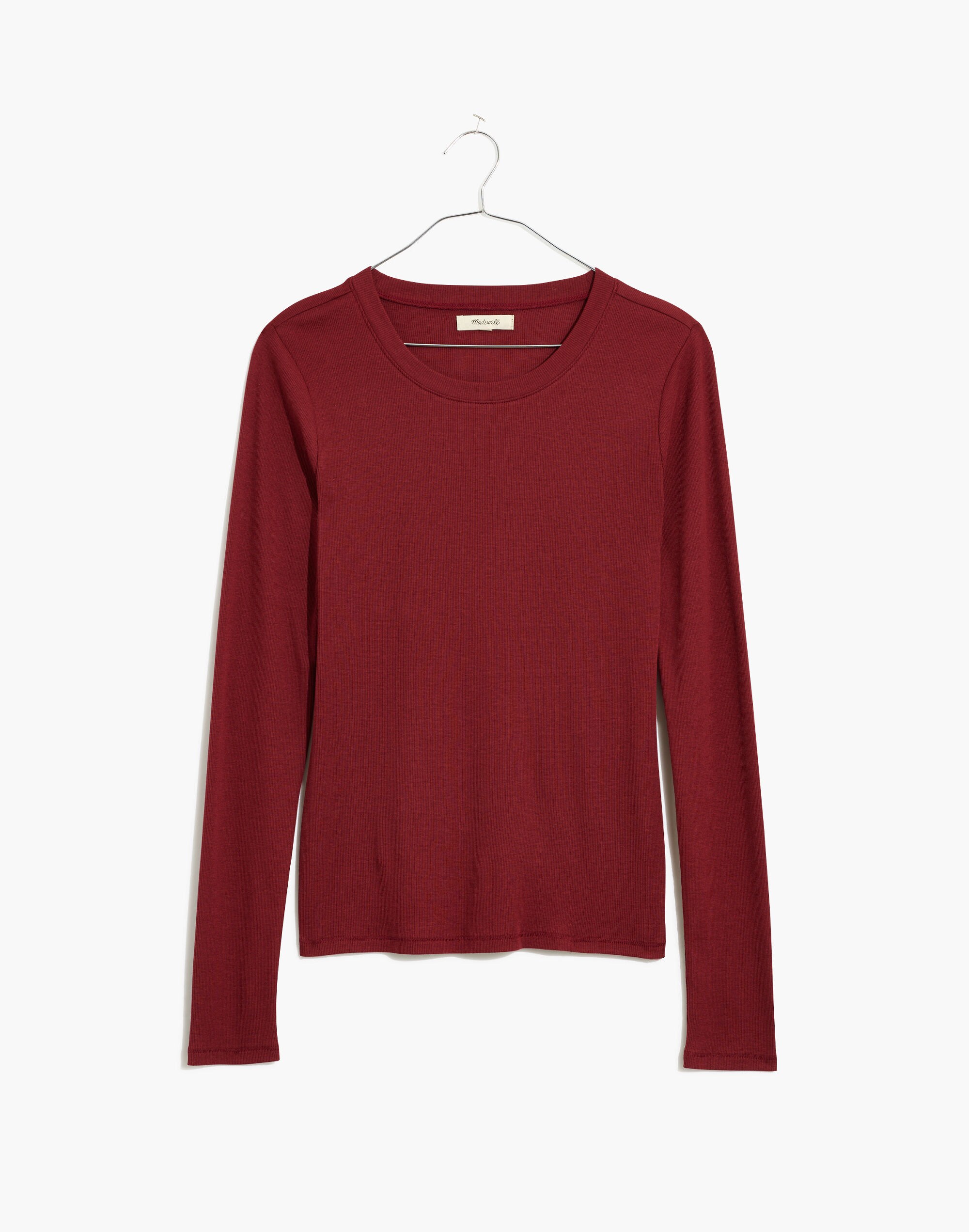 Fine Ribbed Crewneck Long-Sleeve Tee