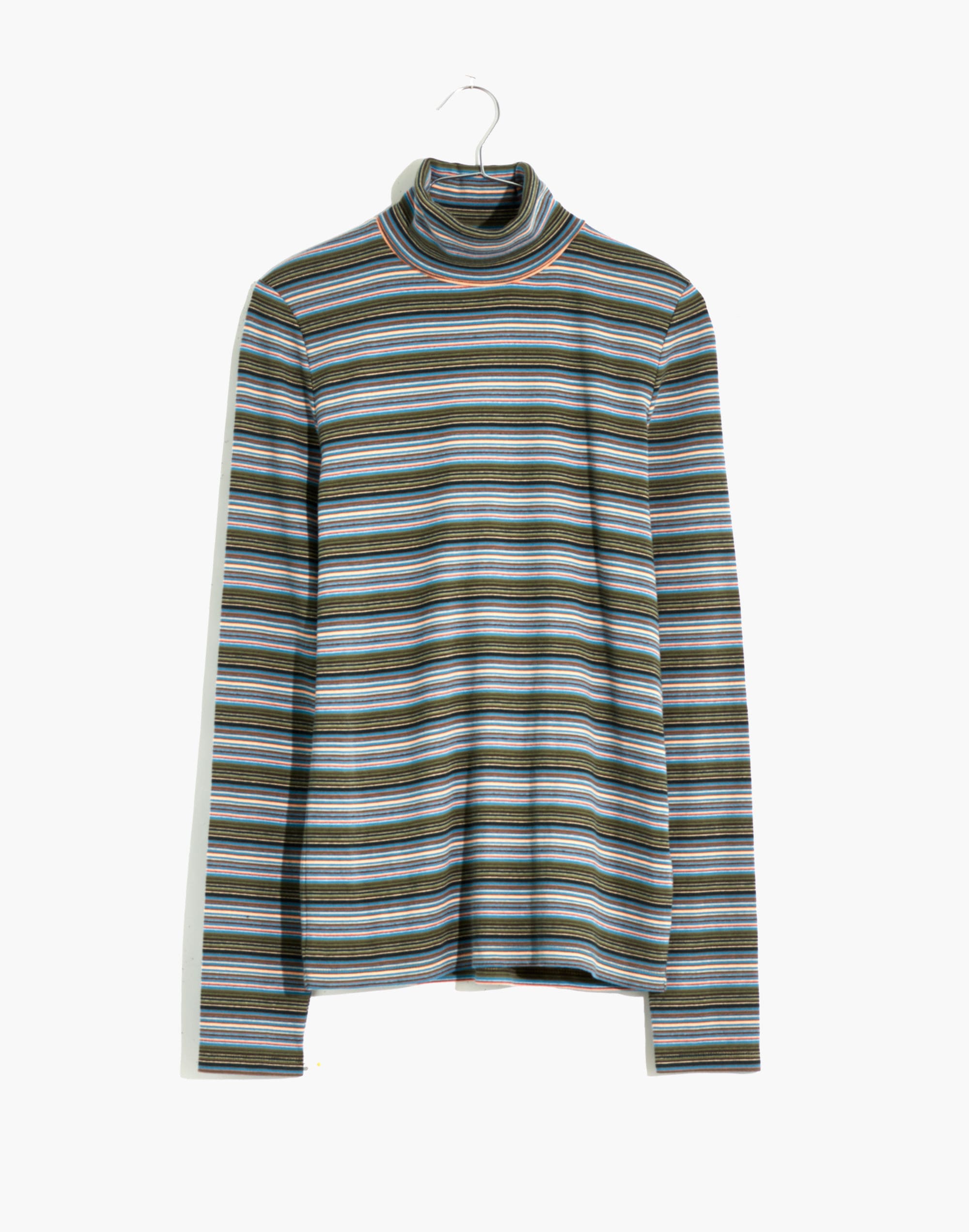 Ribbed Turtleneck Top in Banbury Stripe